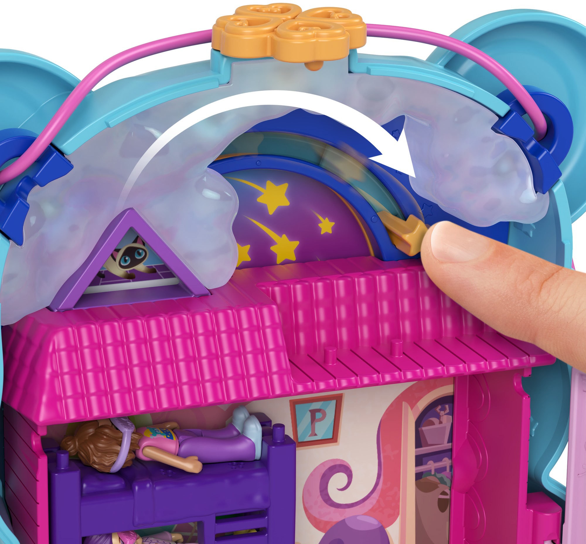 Polly Pocket Spielwelt »Sleepover Teddybär-Tasche«, mit 2 Figuren und Zubehör