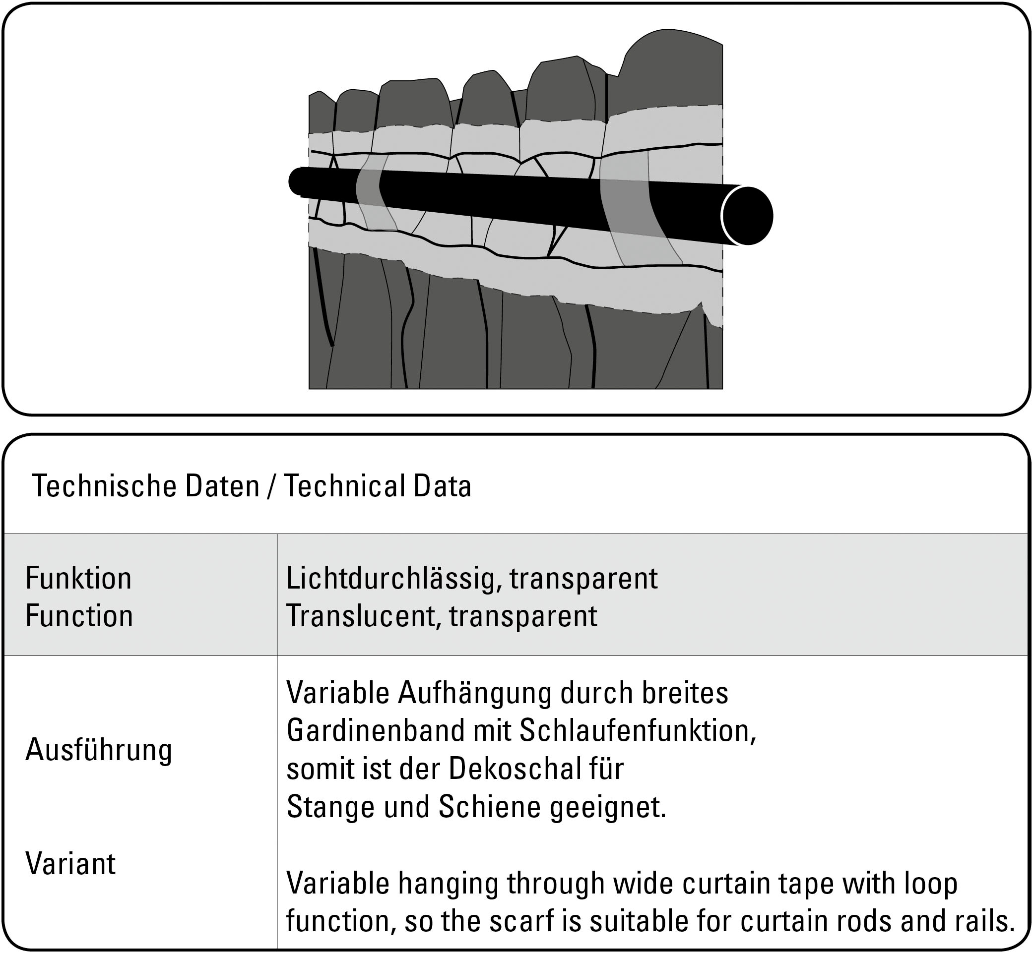 Gardine »Schal Scherli«, (1 St.), mit Gardinenband und verdeckten Schlaufen