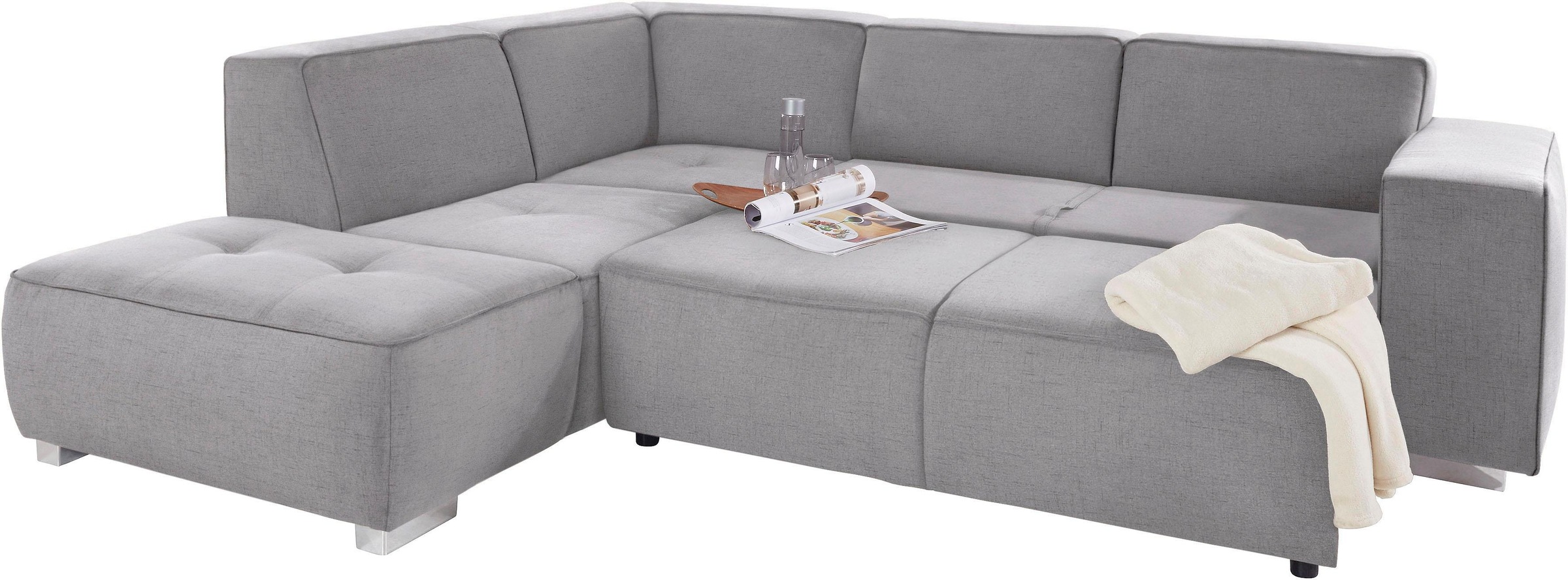 INOSIGN Ecksofa »Sapporo L-Form«, wahlweise Bettfunktion oder Sitztiefenverstellung, Federkern