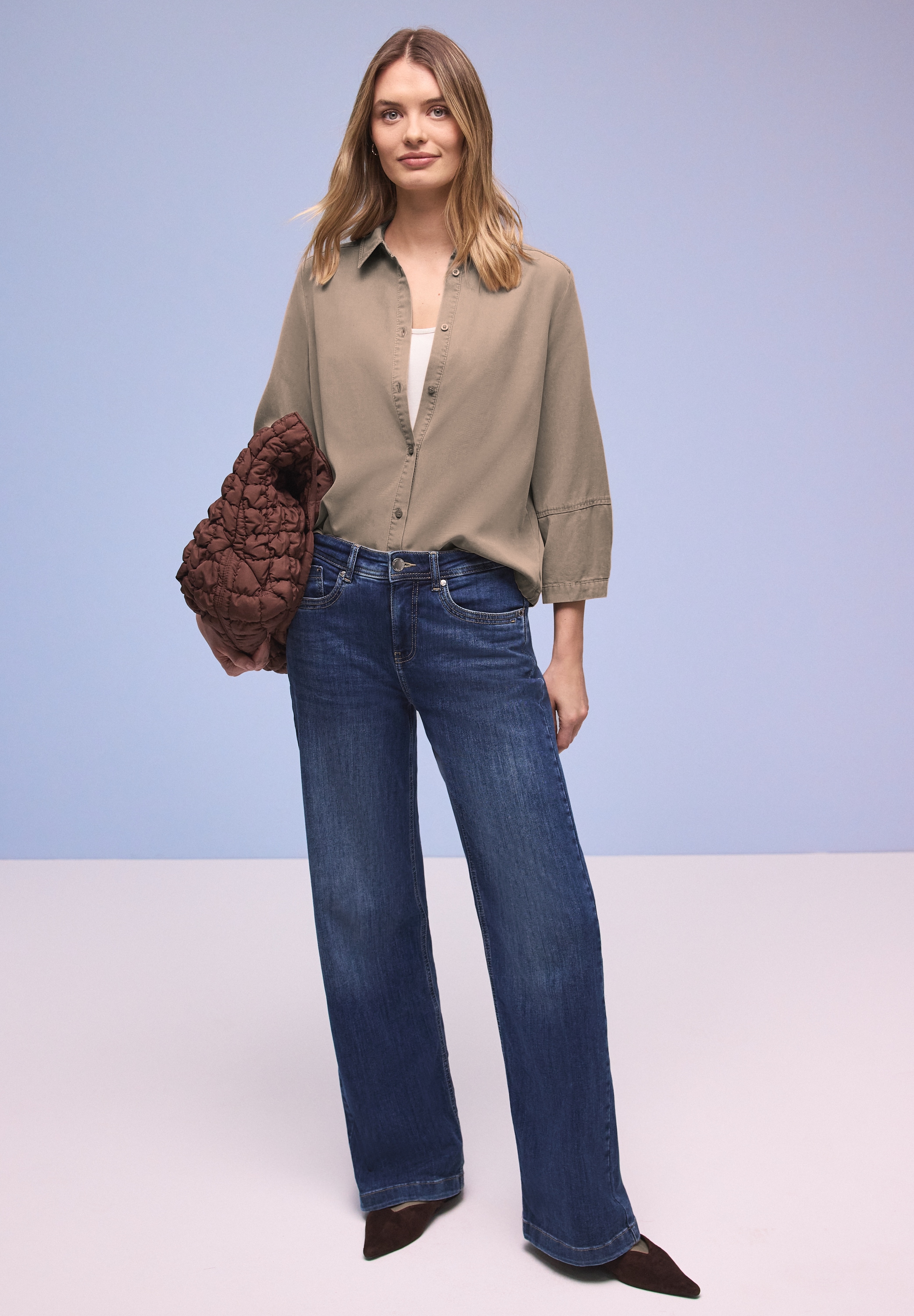 STREET ONE Hemdbluse im Washed-Look, 3/4-Arm