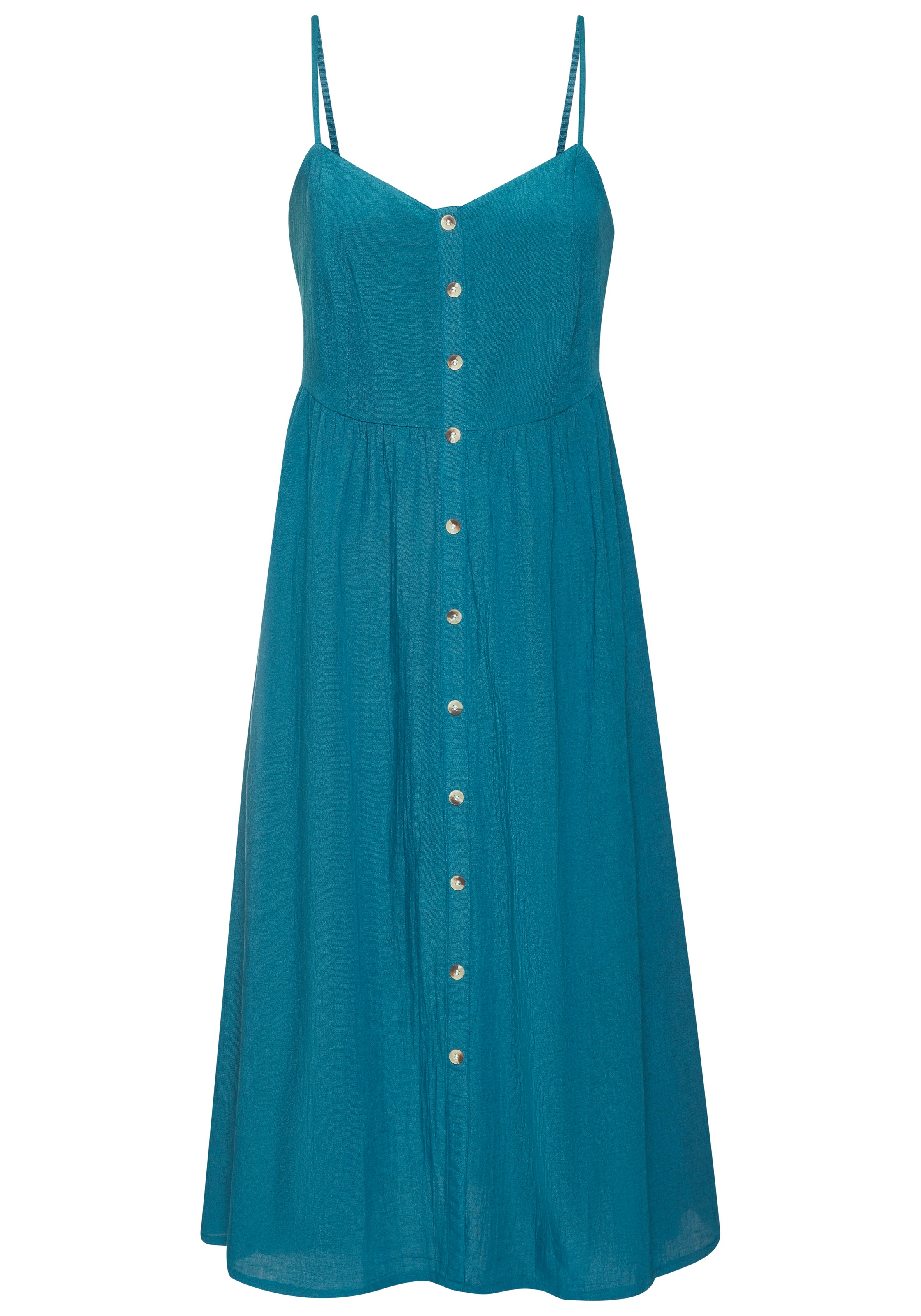 LASCANA Sommerkleid "aus Leinenmix mit Baumwolle" Ohne Taschen elegantes Midikleid, Strandkleid, Spaghettikleid, Leinenkleid