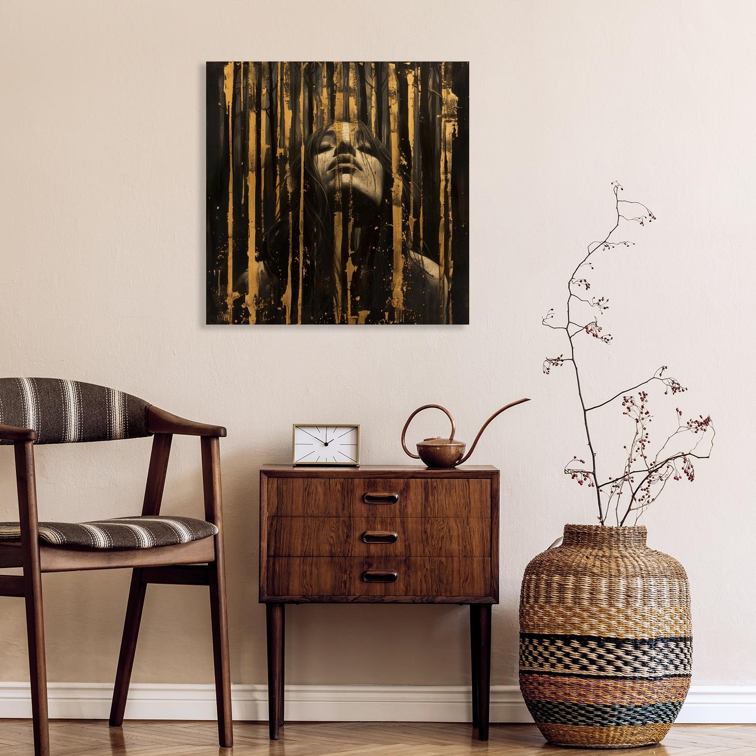 queence Acrylglasbild "Frau in Gold" Abstrakt  Abstrakte  Bilder von Frauen günstig online kaufen