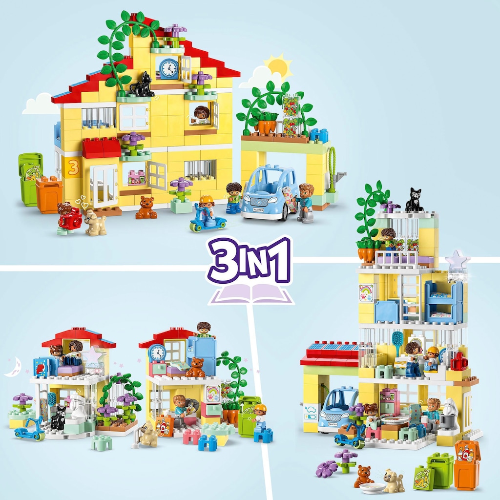 LEGO® Konstruktionsspielsteine »3in1 Familienhaus (10994), LEGO® DUPLO«, (218 St.), Made in Europe