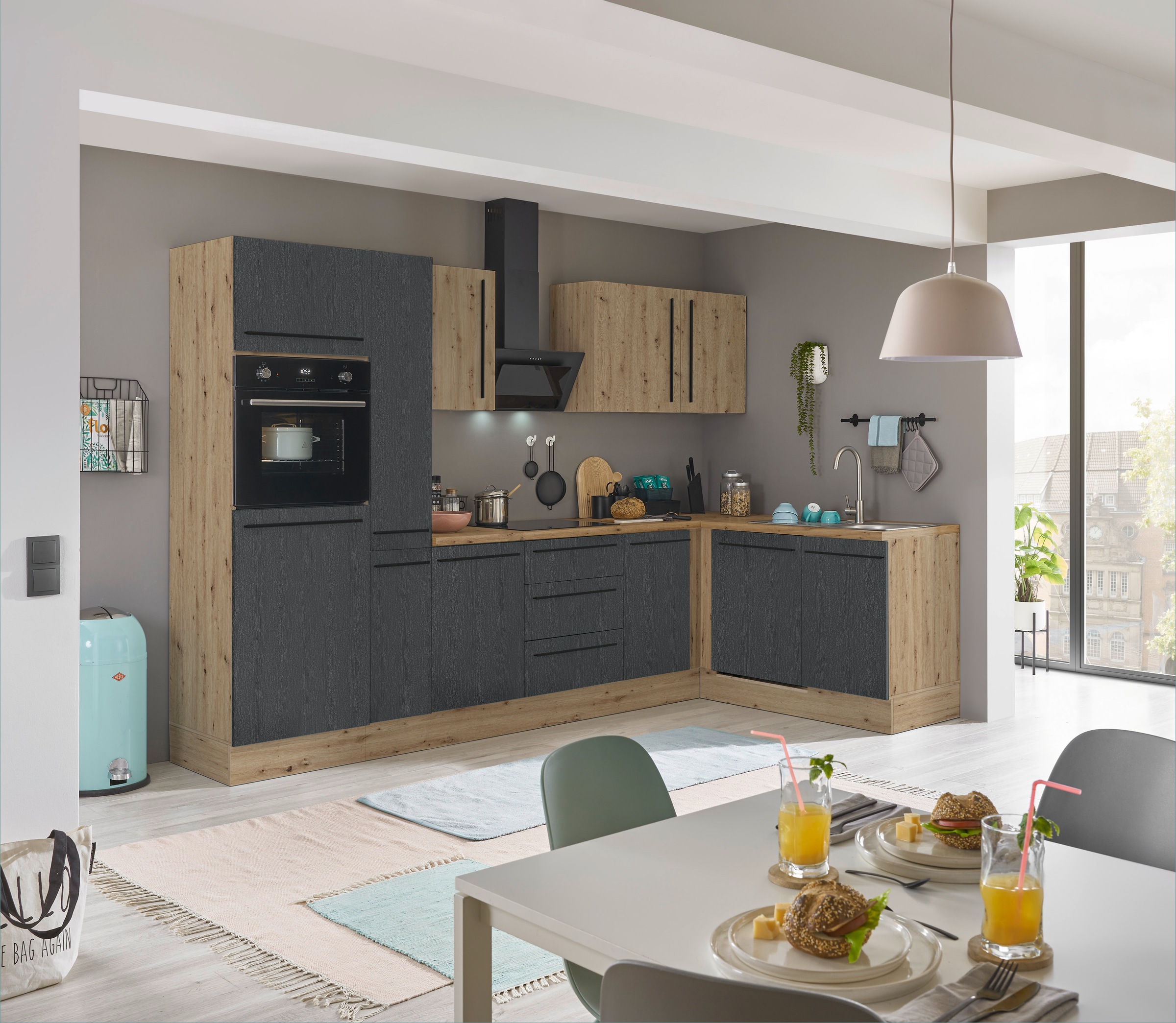 KOCHSTATION Winkelküche »Florida, Stellbreite 310x175 cm«, wahlweise mit E-Geräten, mit Softclose für Türen und Schubkästen
