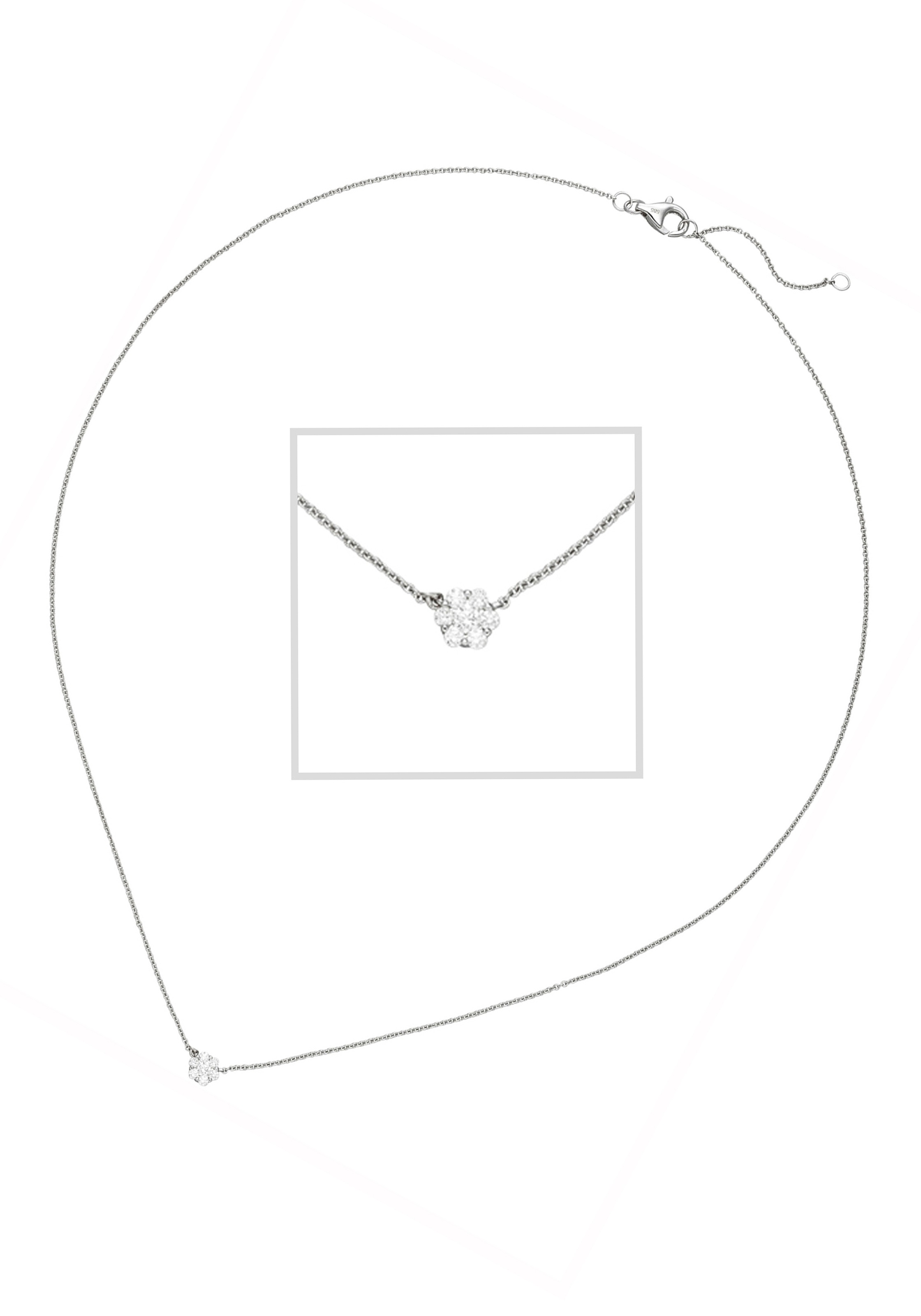 JOBO Kette mit Anhänger »7 Diamanten«, 585 Weißgold 45 cm