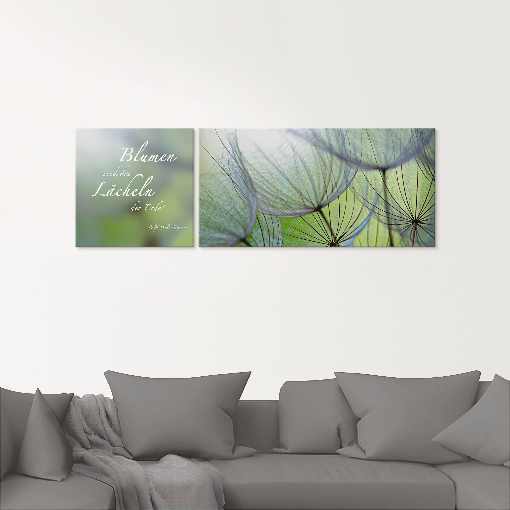 Artland Glasbild »Zitatenbild, Pusteblumen-Samen«, Sprüche & Texte, (2 St.), in verschiedenen Größen