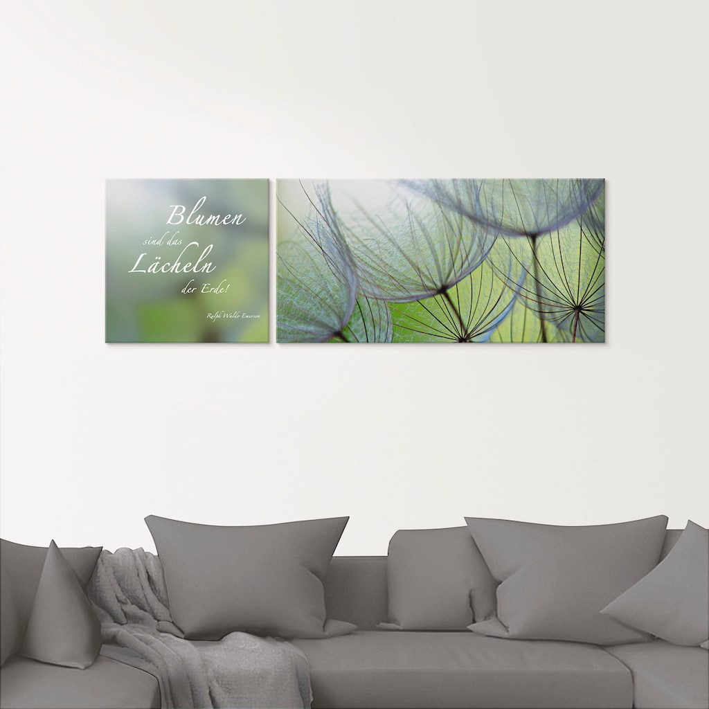 Artland Glasbild »Zitatenbild, Pusteblumen-Samen«, Sprüche & Texte, (2 St.)