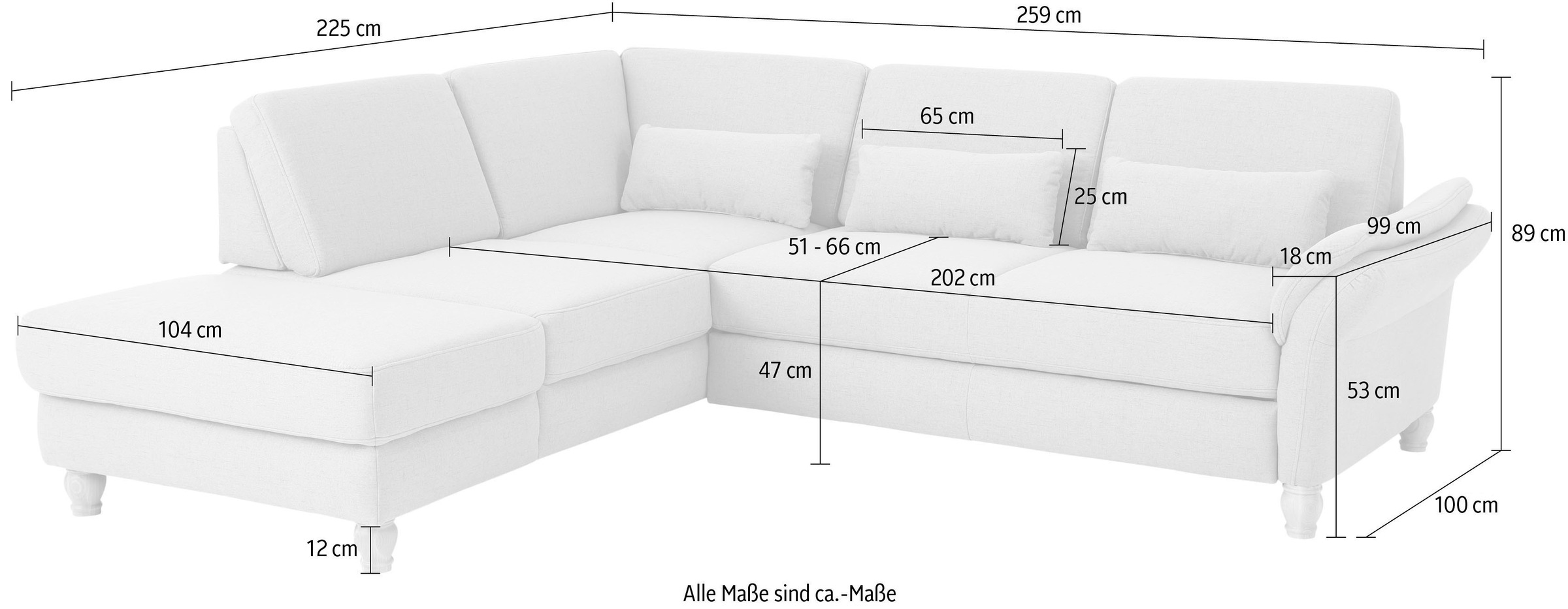 Home affaire Ecksofa »Palace L-Form«, incl. Sitztiefenverstellung, wahlweise mit Bettfunktion und Stauraum