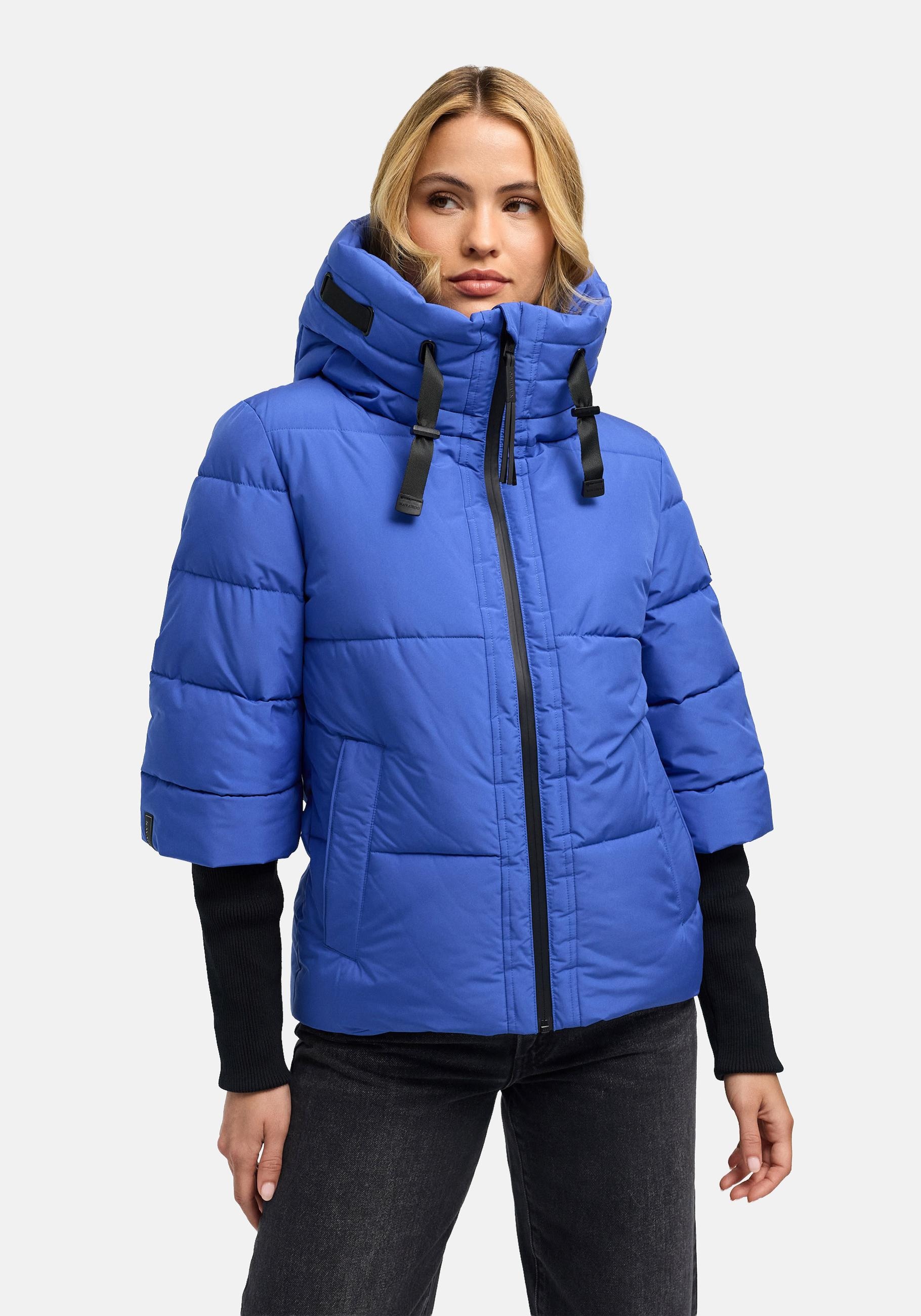 Navahoo Steppjacke "Lotusherz XIV" mit Kapuze Warme gesteppte Winterjacke mit Rippstrickärmeln