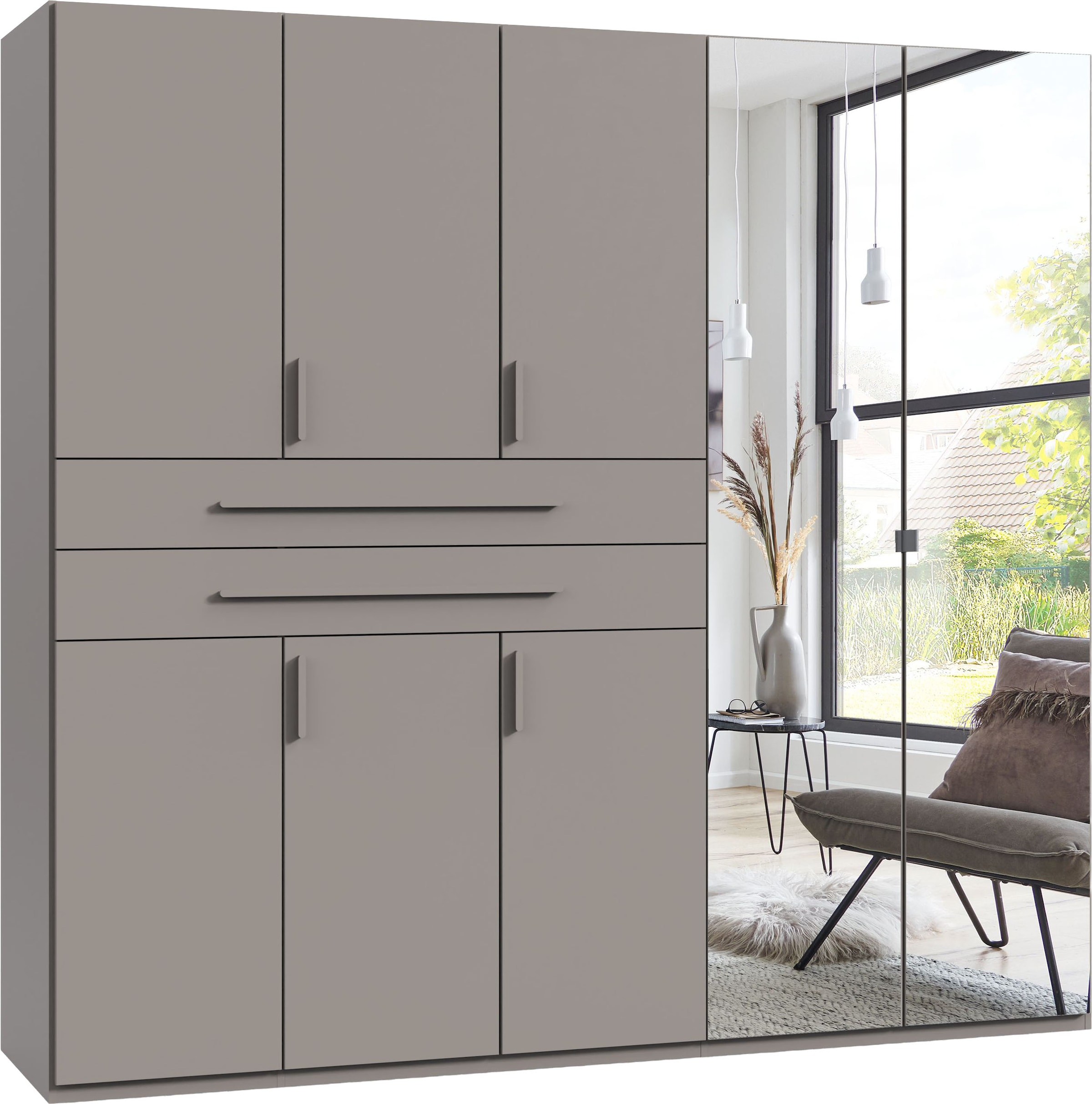 Wimex "Digit Kleiderschrank wahlweise mit oder ohne Spiegel" Schlafzimmer Schrank Bestseller im modernem Design, erhältlich in den Breiten 225cm oder 270cm (mit 8 oder 10 Türen)