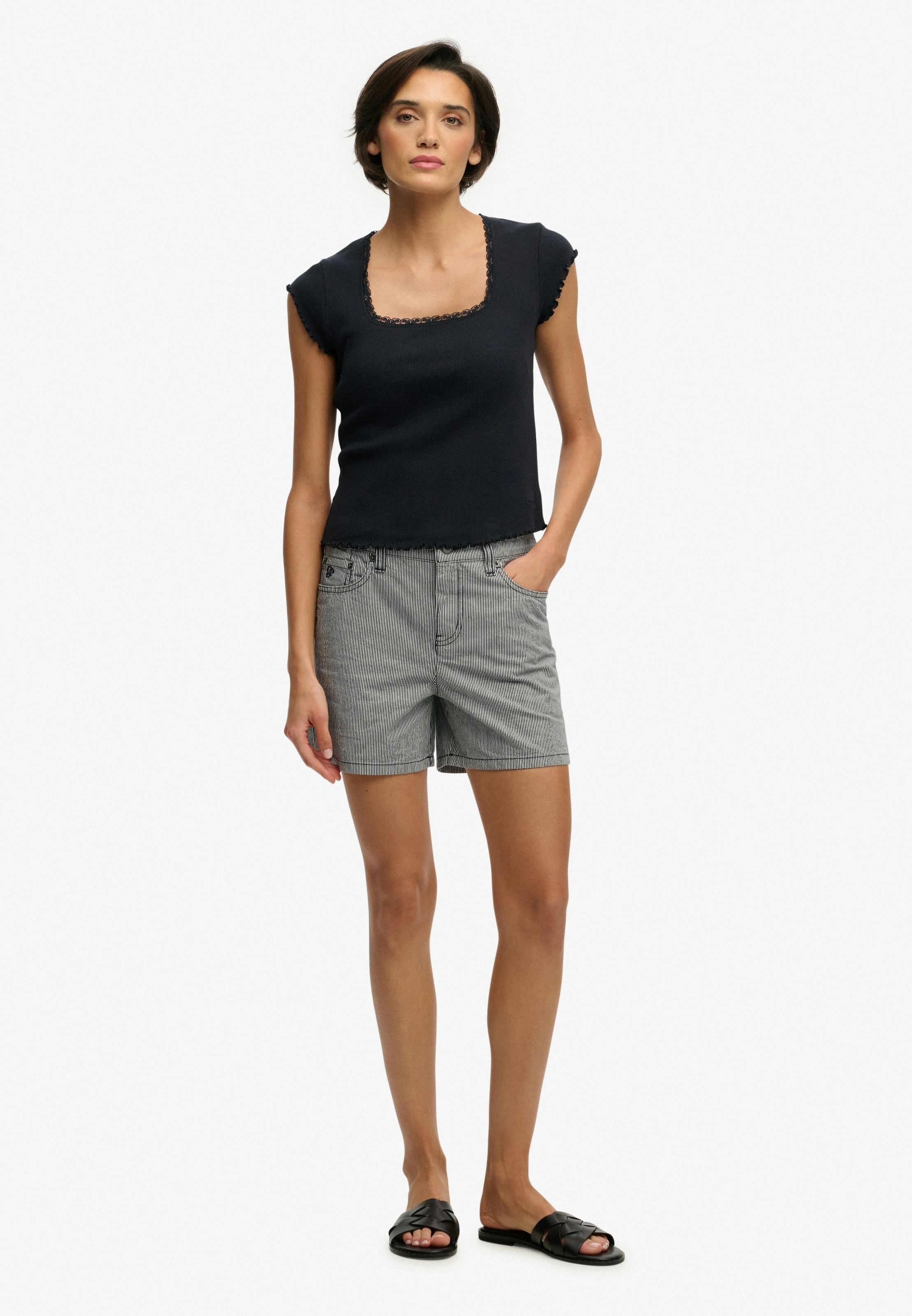 Superdry Jeanshotpants »MID RISE STRIPE SHORT«