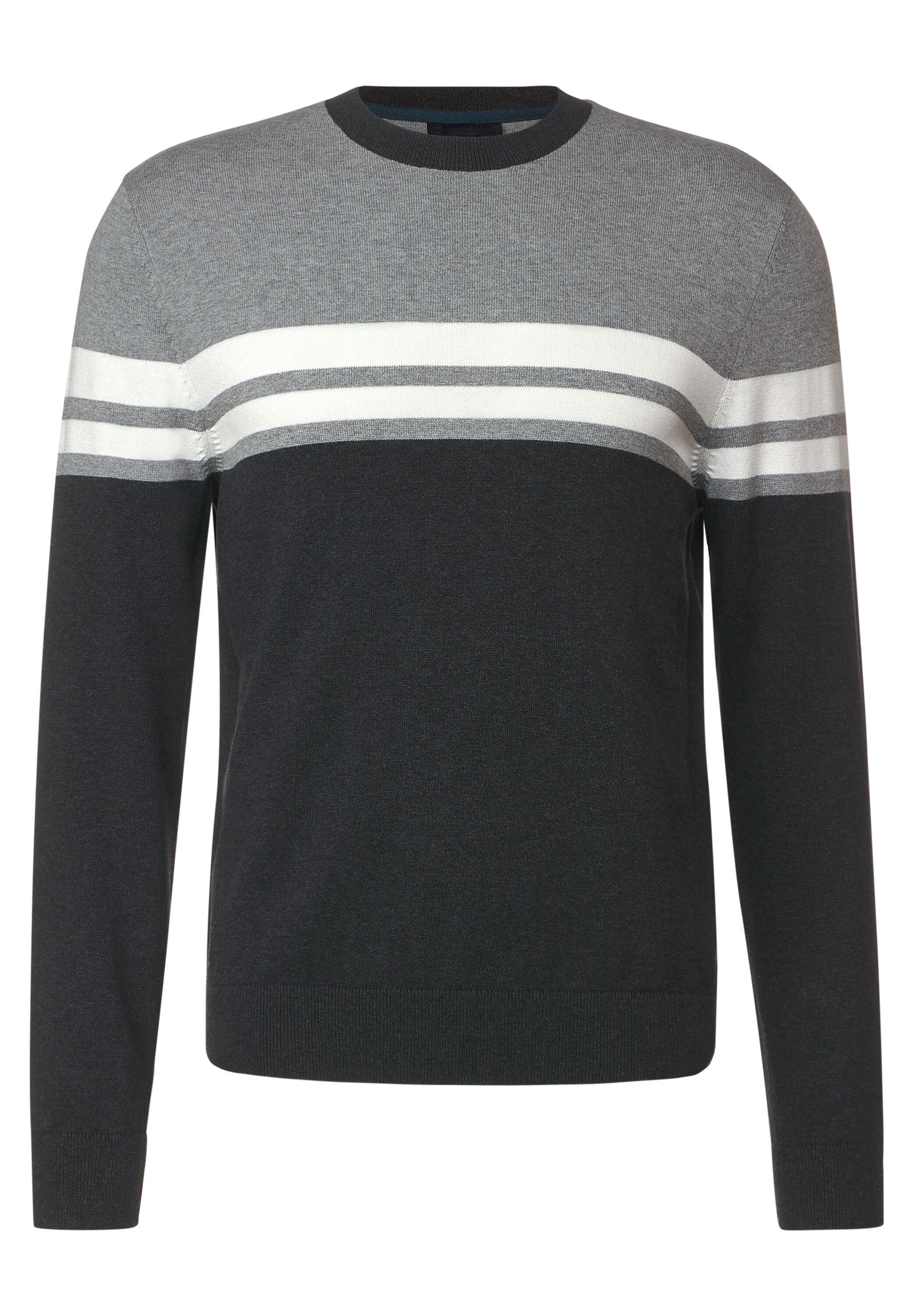 STREET ONE MEN Strickpullover, mit College-Streifen
