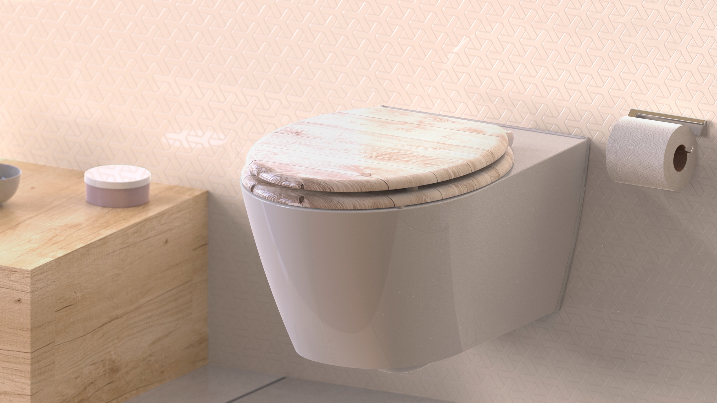 welltime WC-Sitz »Holz«, mit Absenkautomatik, MDF, kratzfest