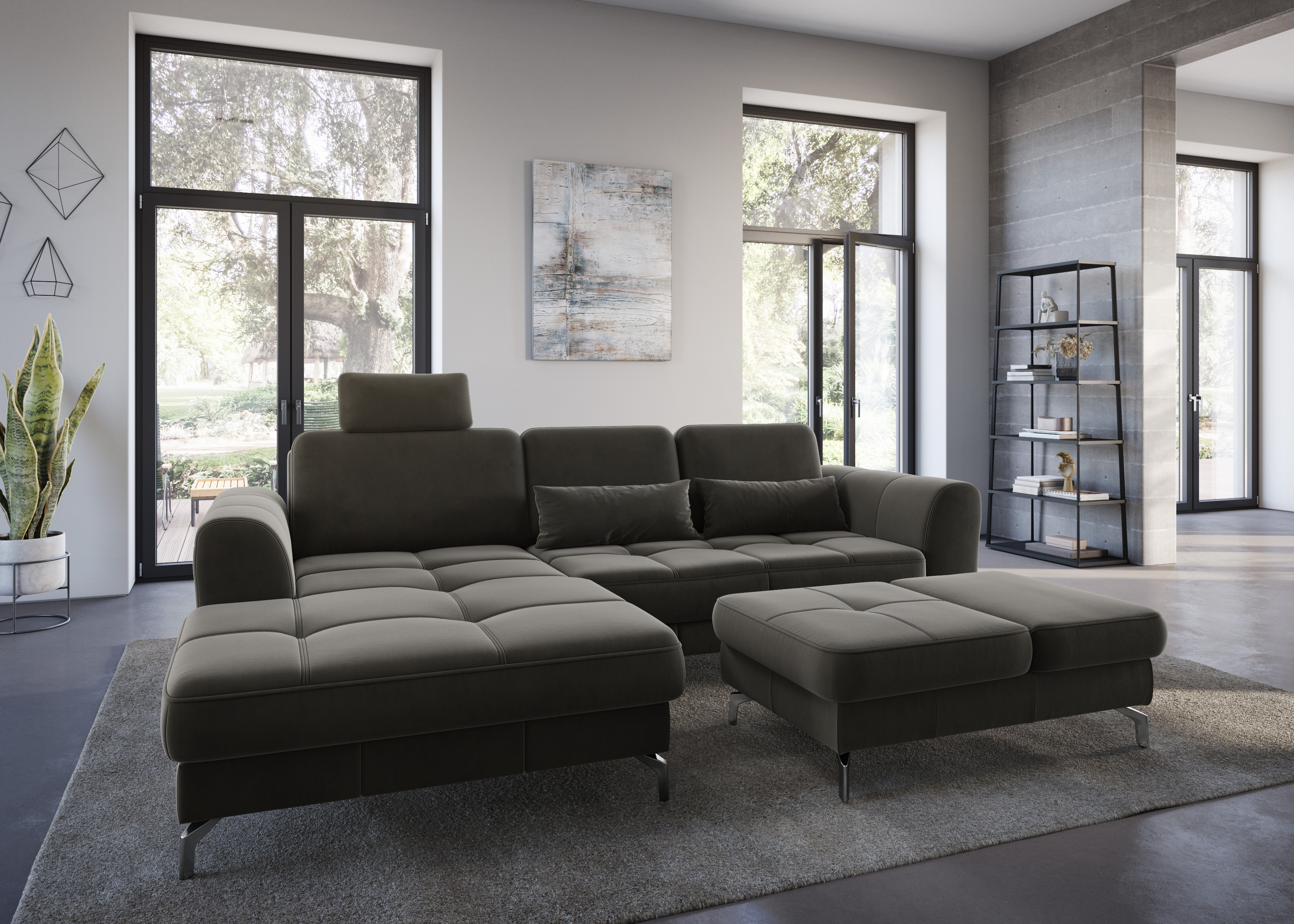 sit&more Ecksofa "Bendigo L-Form" inklusive Sitztiefenverstellung, Bodenfreiheit 12 cm, in 2 Fußfarben