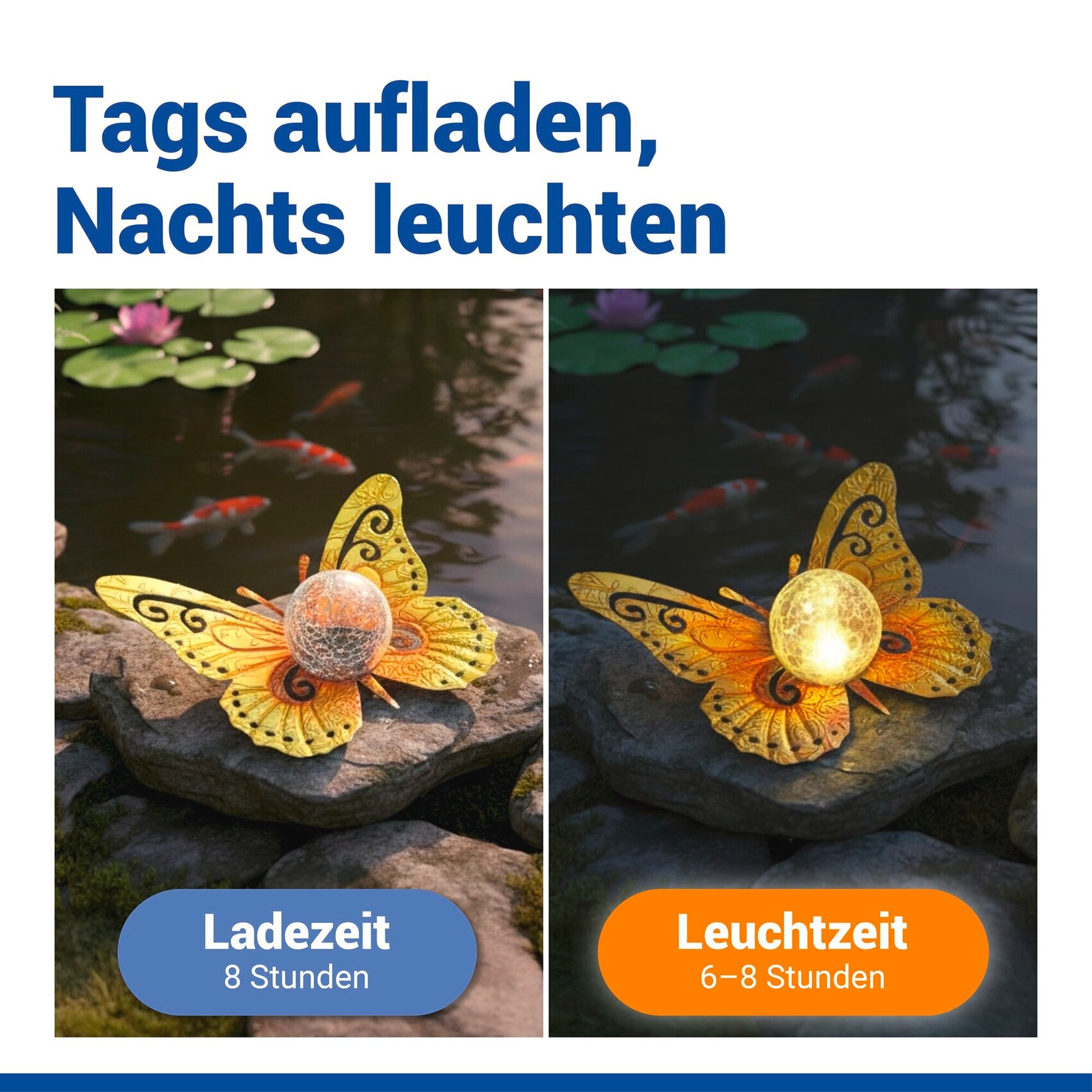 LED Gartenleuchte MAXIMEX "Modell Schmetterling", gold, B:35cm H:11,5cm L:27,5cm, Leuchten, LED Gartenleuchte, dekorative Gartenbeleuchtung, solarbetrieben, witterungsbeständig 3