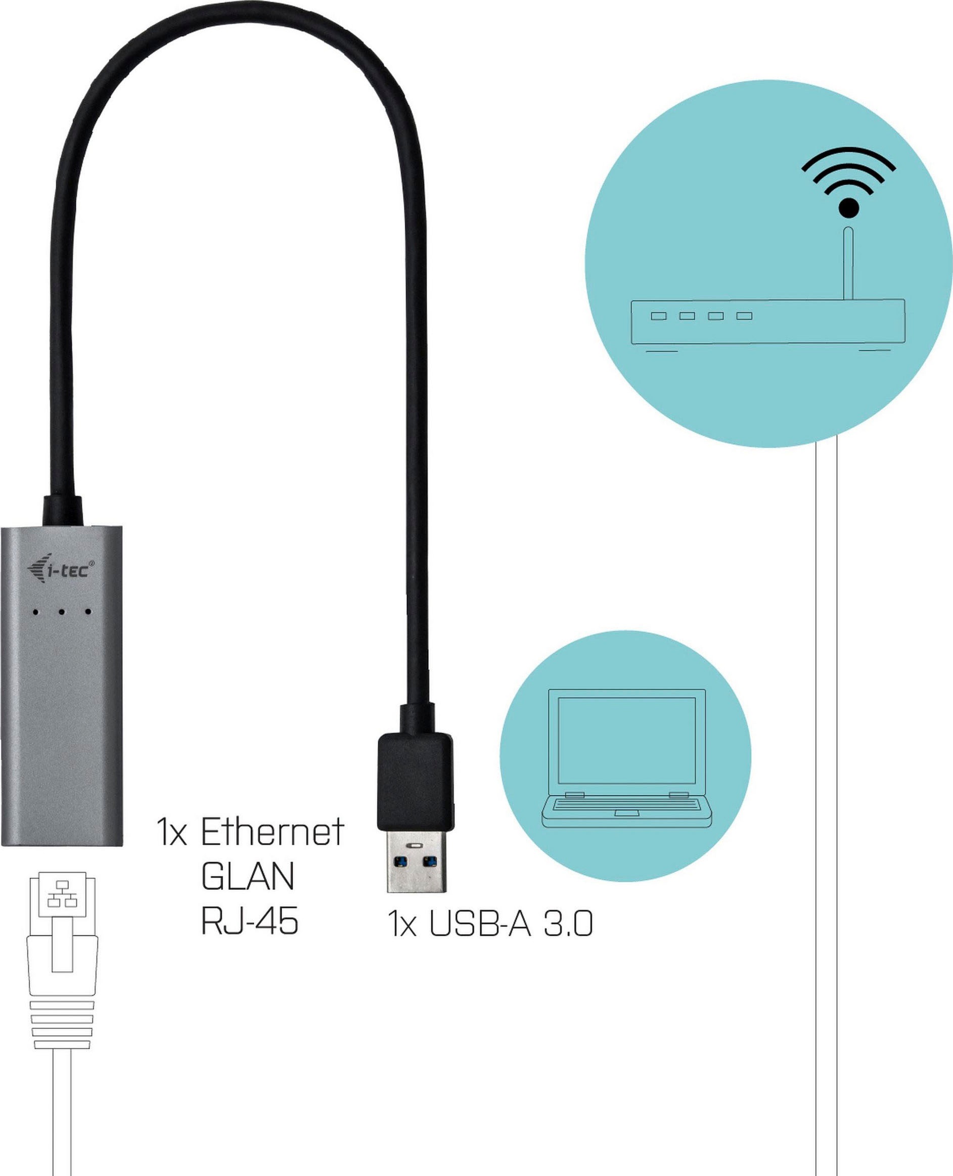 I-TEC Adapter »USB 3.0 Metal Gigabit Ethernet Adapter«, 28 cm