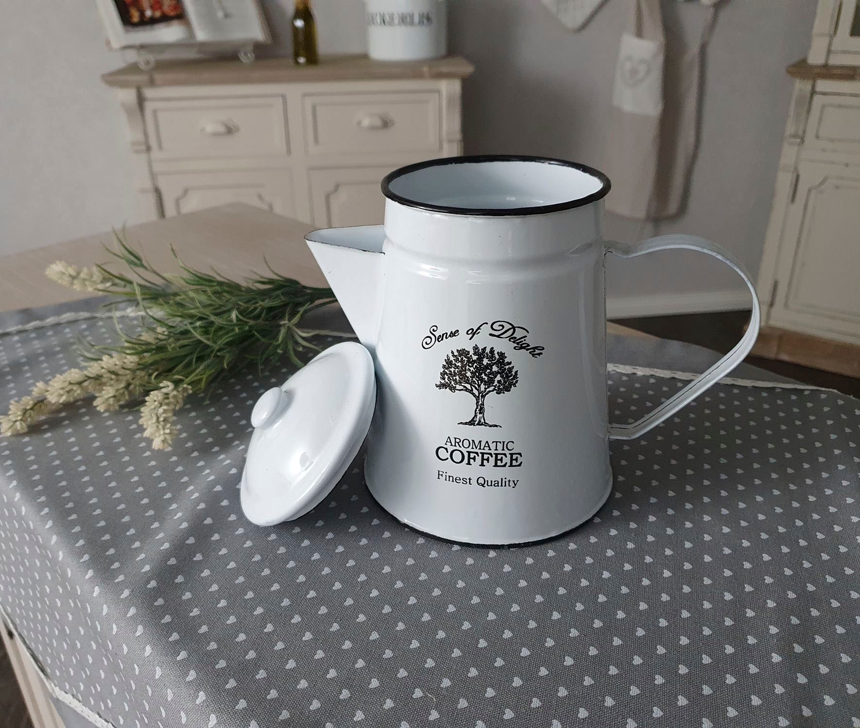 Ambiente Haus Kanne »Kaffeekanne aus Emaille in Antikweiß«, (1)