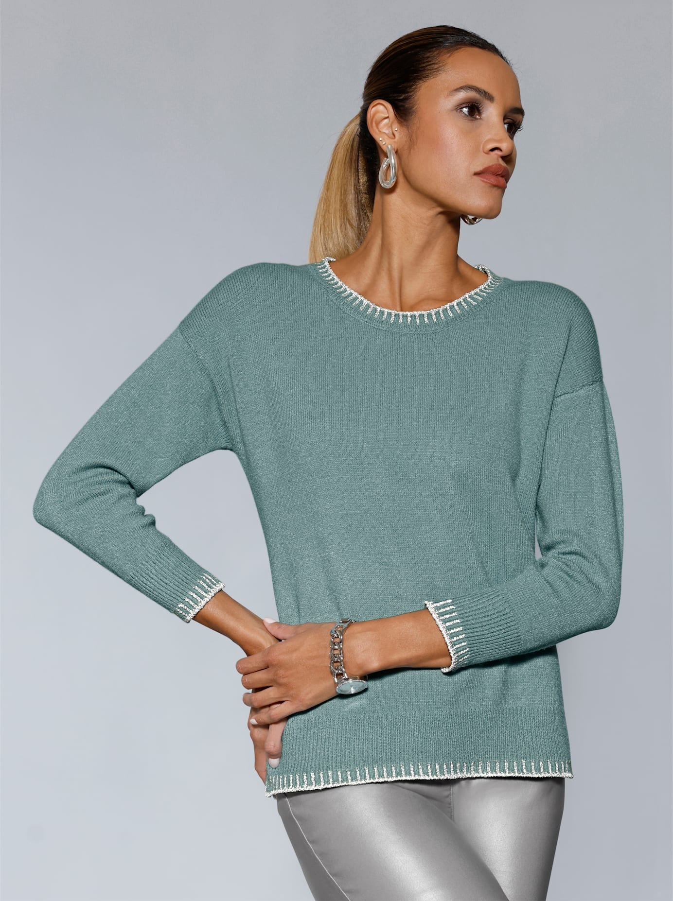 creation L Rundhalspullover "Modal-Mix-Pullover"