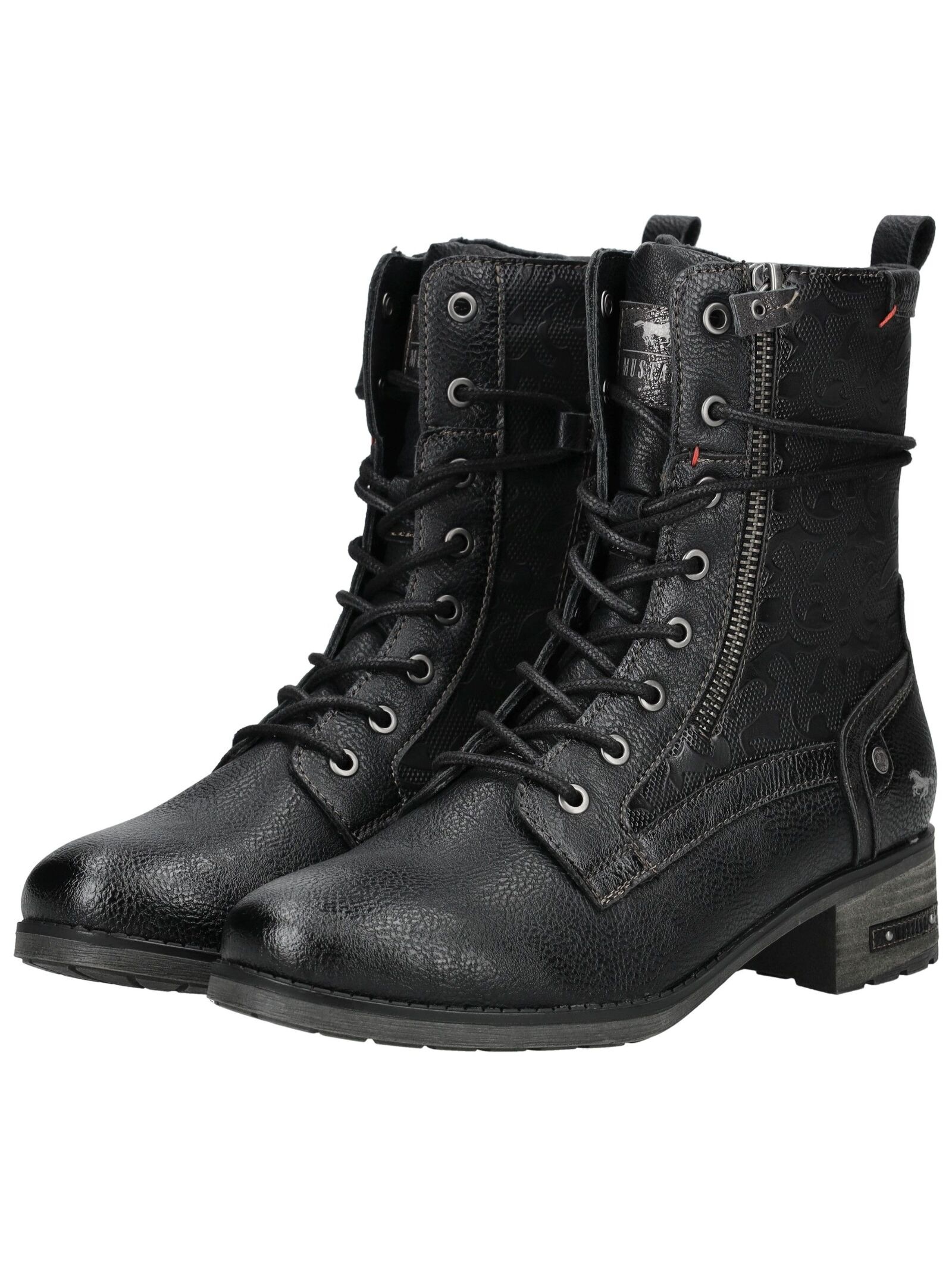 Schnürstiefelette MUSTANG SHOES "Mustang Shoes Stiefelette Lederimitat/Textil", Damen, Gr. 38, schwarz, Lederimitat, Textil, Schuhe Schnürstiefelette 9