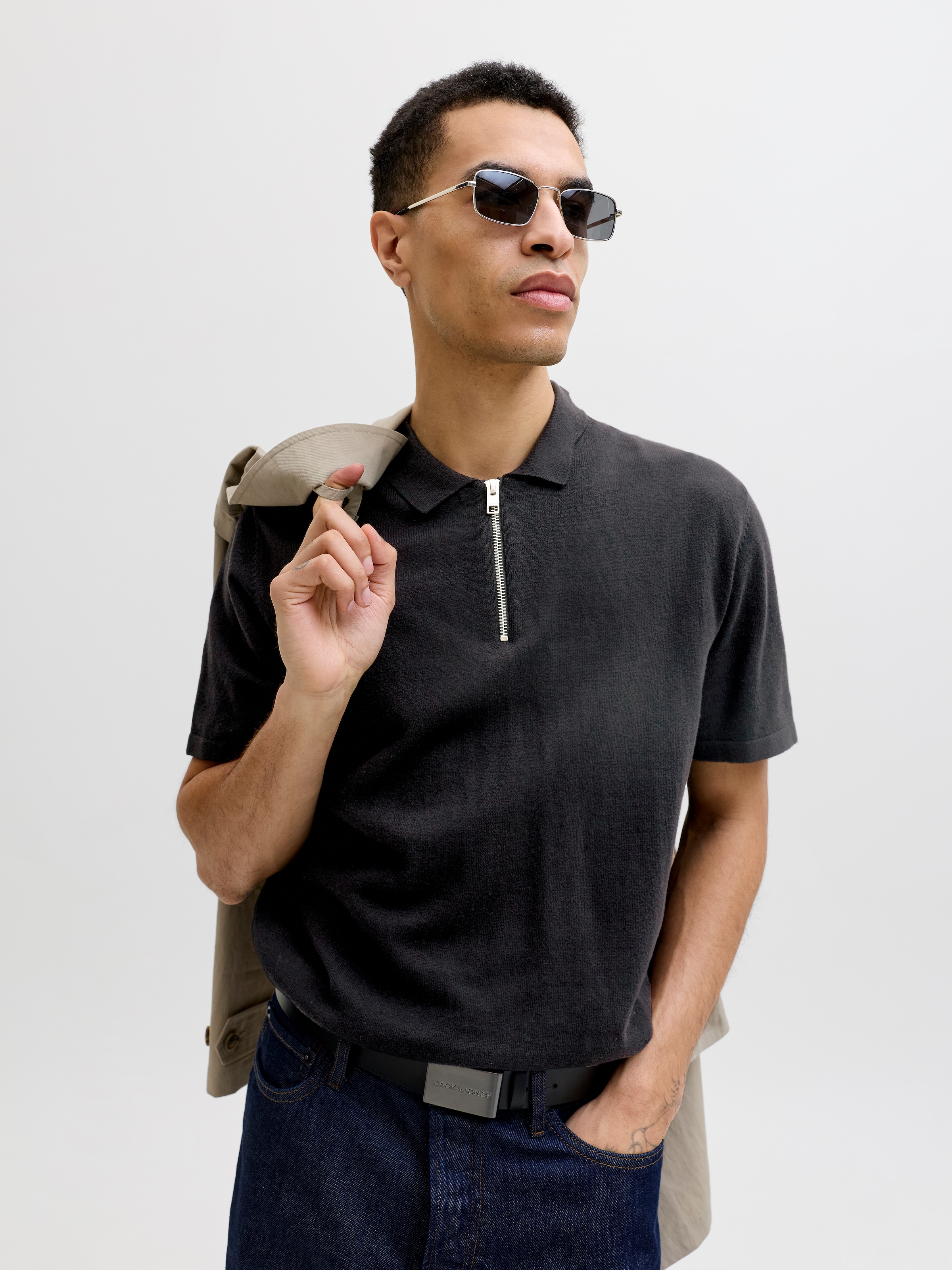 Jack & Jones Kurzarmpullover »JJEEMIL KNIT ZIP POLO SS SN« mit kurzem Reißverschluss