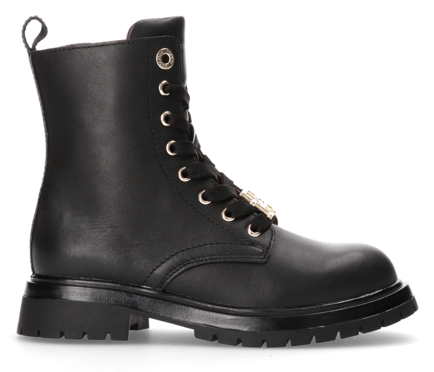 Tommy Hilfiger Schnürboots, Winterstiefel, Schnürstiefel, Boots mit goldfarbenem Logo-Emblem