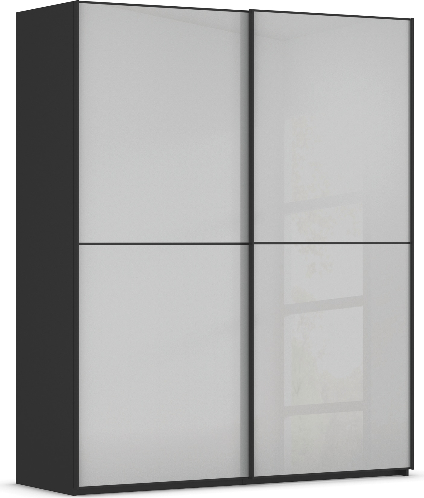 rauch Schwebetürenschrank "Kleiderschrank Schrank Garderobe Schlafzimmerschrank SCALE-DUO" edle zweigeteilte Türen Glas-Front mit 3 Zierleisten MADE IN GERMANY