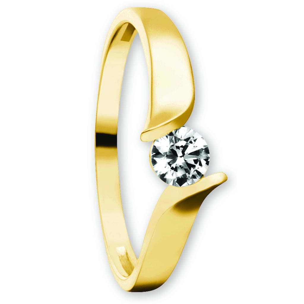 ONE ELEMENT Goldring »Zirkonia Ring aus 333 Gelbgold«