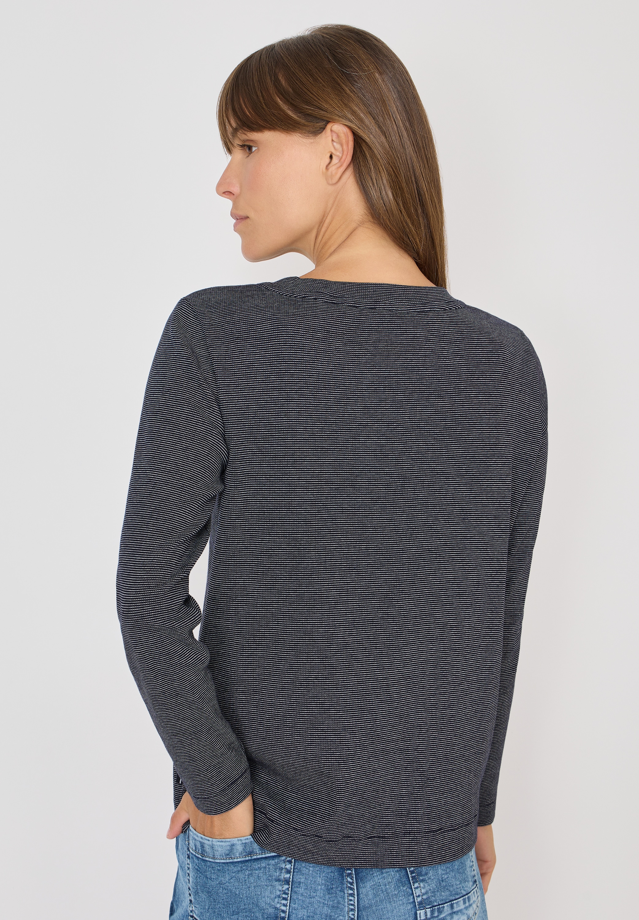 Cecil Langarmshirt aus Baumwolle mit Stretchante günstig online kaufen