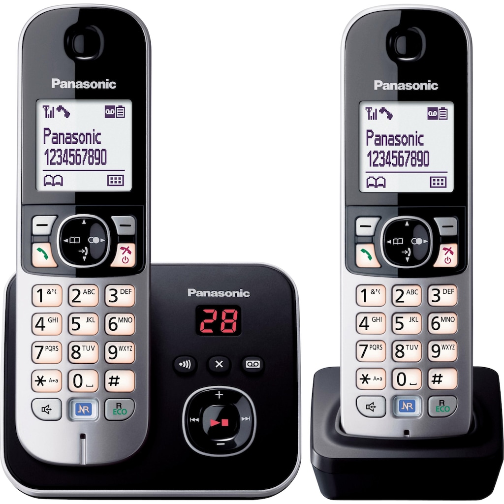 Panasonic Schnurloses DECT-Telefon »KX-TG6822G«, (Mobilteile: 2), mit Anrufbeantworter, Nachtmodis, Freisprechen