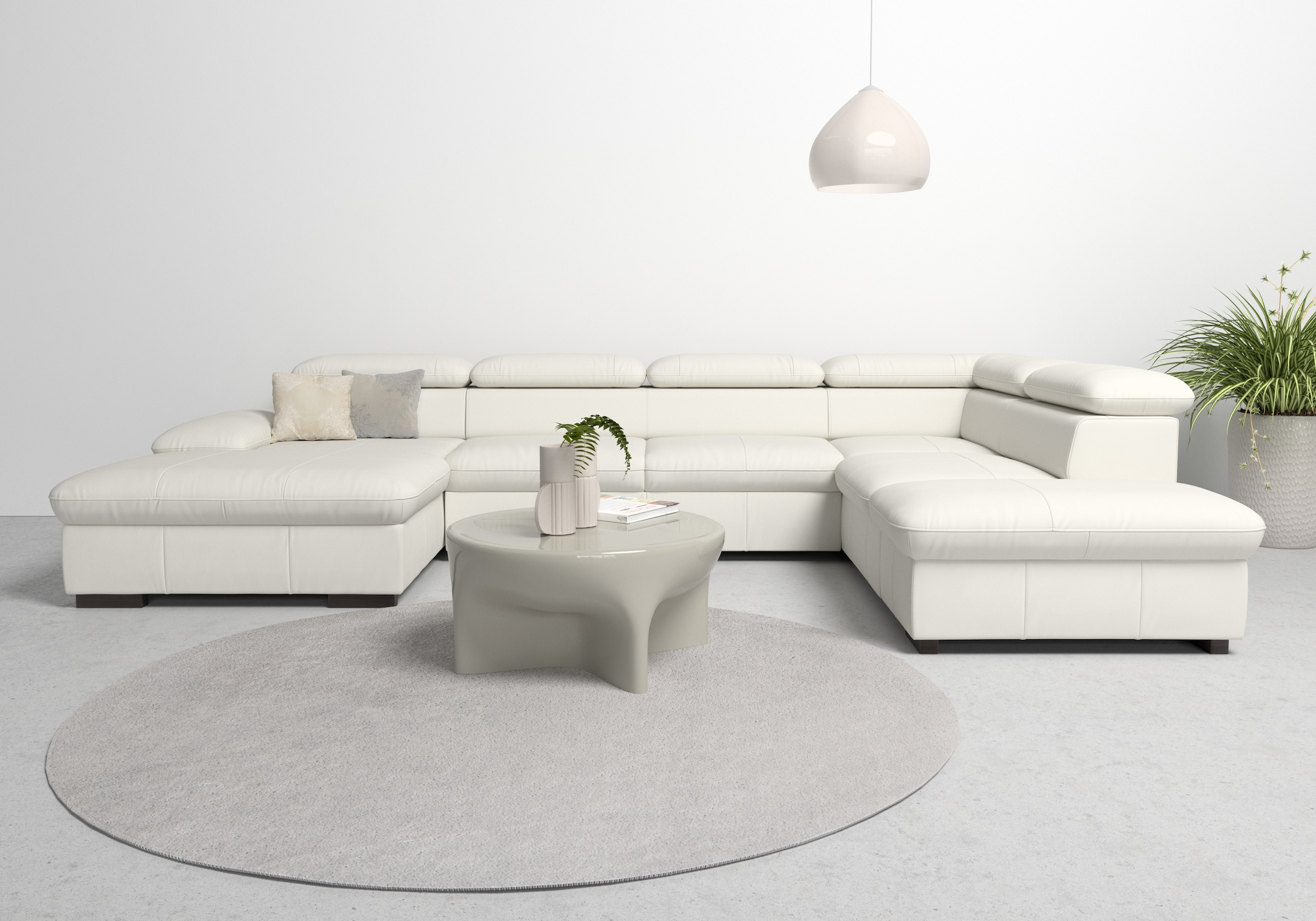 OTTO home Wohnlandschaft "Alberto U-Form, B: 350 cm, mit Kopfteilverstellung, XXL-Sofa" optional mit Schlaffunktion, Couch mit Lederoption