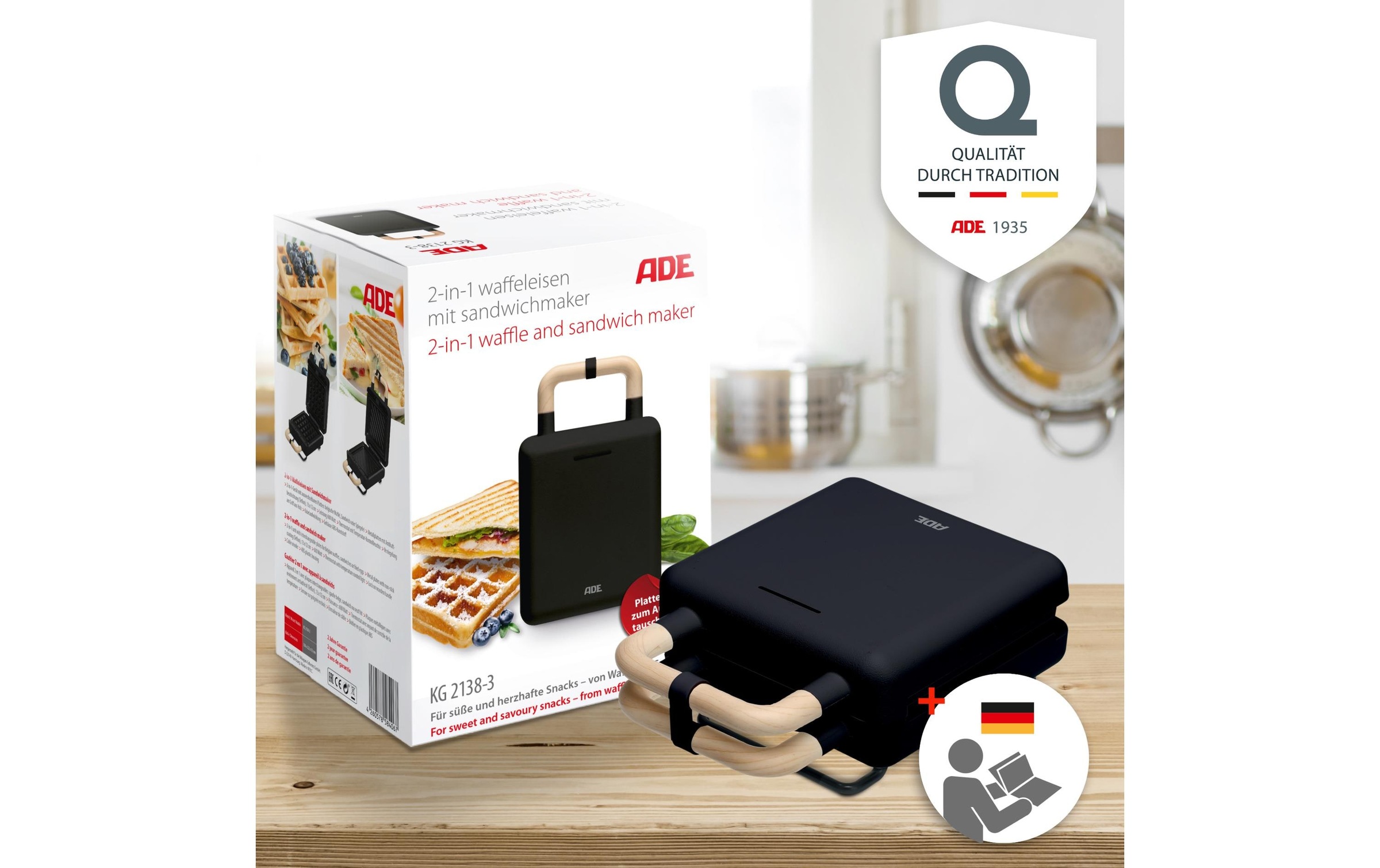 ADE Waffeleisen »Schwarz« 600 W