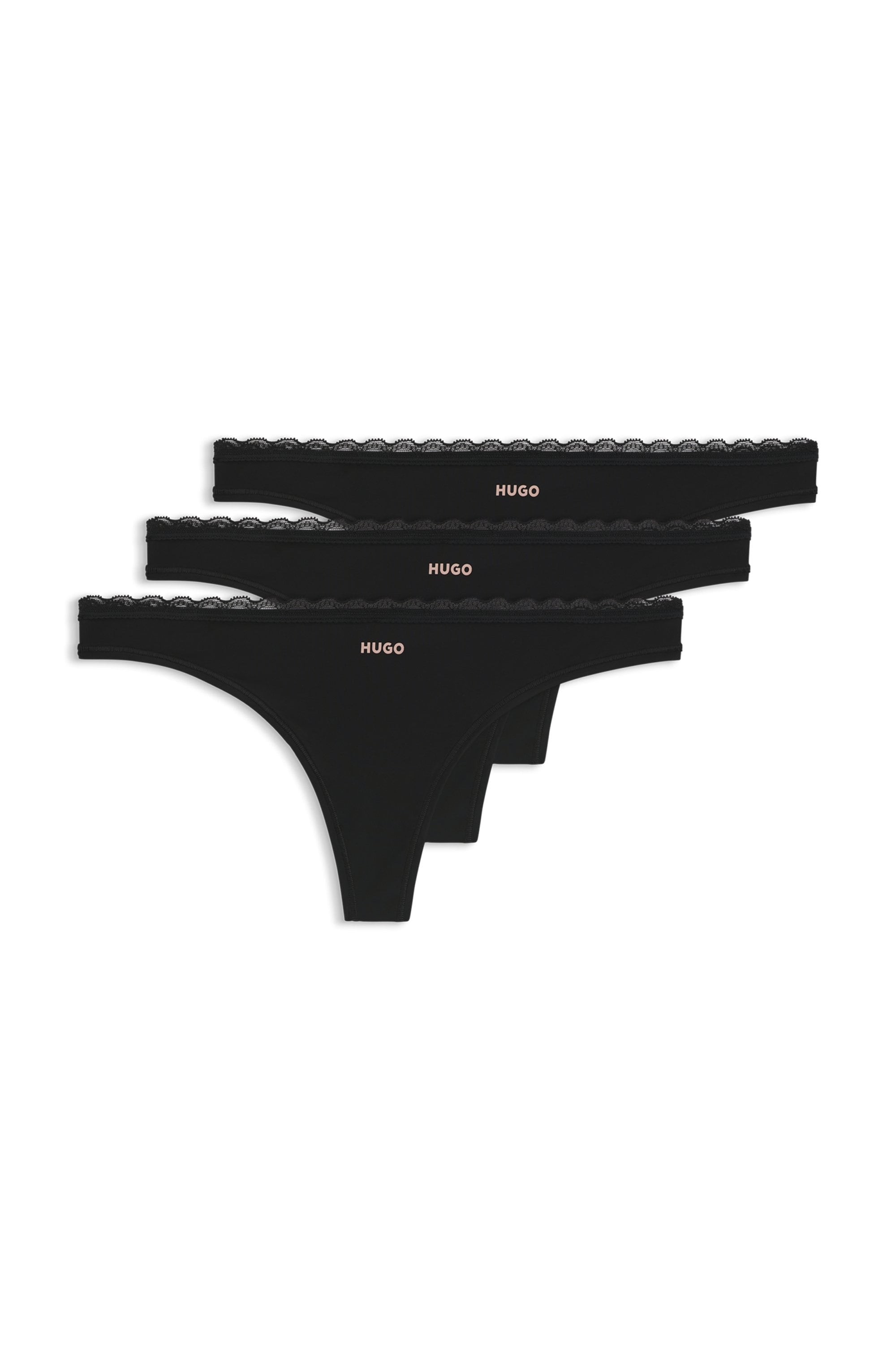 HUGO UNDERWEAR Damen String "TRIPLET MICRO", Gr. XXL, schwarz, Jersey, Obermaterial: 85% Polyamid, 15% Elasthan, Unterhosen, mit niedriger Bundhöhe