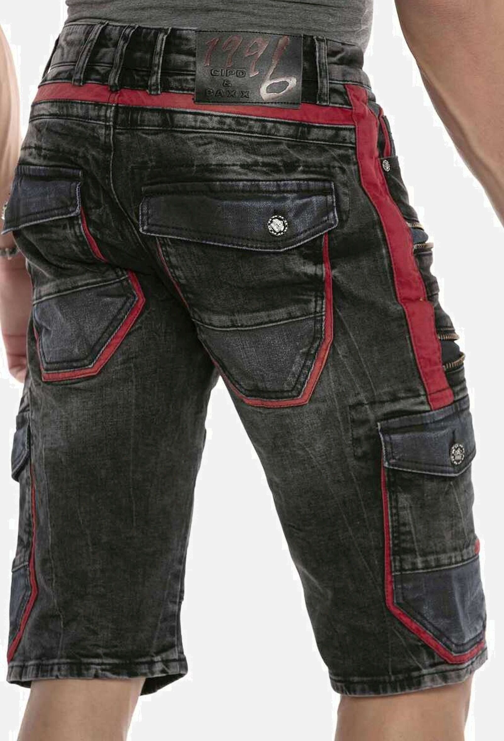 Cipo & Baxx Jogg-Jeansbermudas »Cipo & Baxx Bermuda & Short« mit Reißverschluss-Verzierungen, CK224