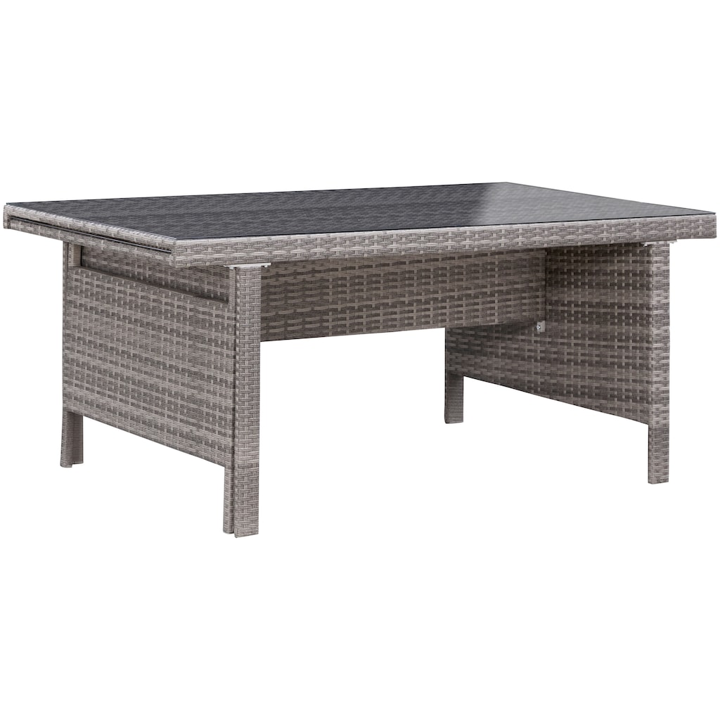 KONIFERA Garten-Essgruppe »Belluno«, (Set, 21 tlg., 10x Sessel, 1x AZ-Tisch 179-300x73/89cm, inkl. Auflagen, Polyrattan), 2 der 10 Sessel stufenlos verstellbar, Tischplatte aus Sicherheitsglas