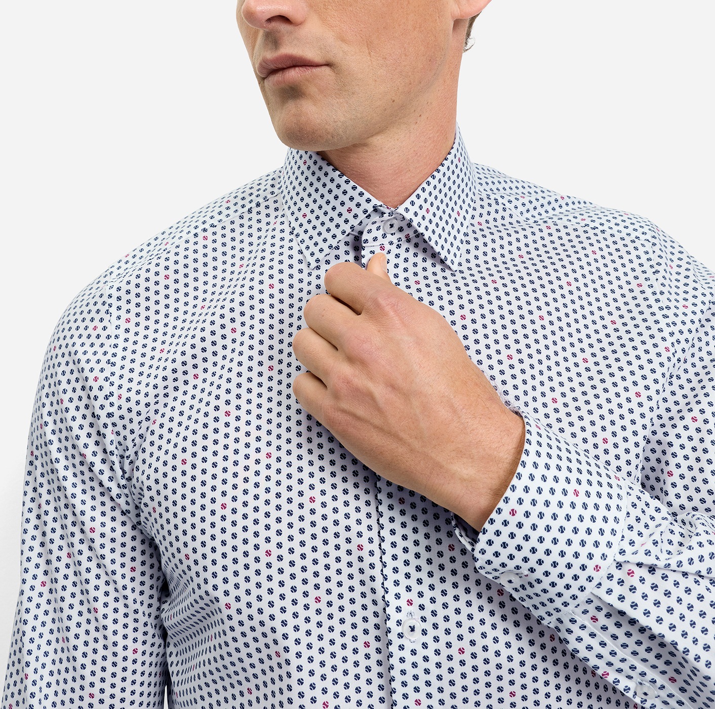 Langarmhemd OLYMP "Level 5", Herren, Gr. 42, N-Gr, weiß, Web, Obermaterial: 100% Baumwolle, gemustert, normal, 2-Knopf-Manschette, Hemden, body fit, Kentkragen, Businesshemd 3