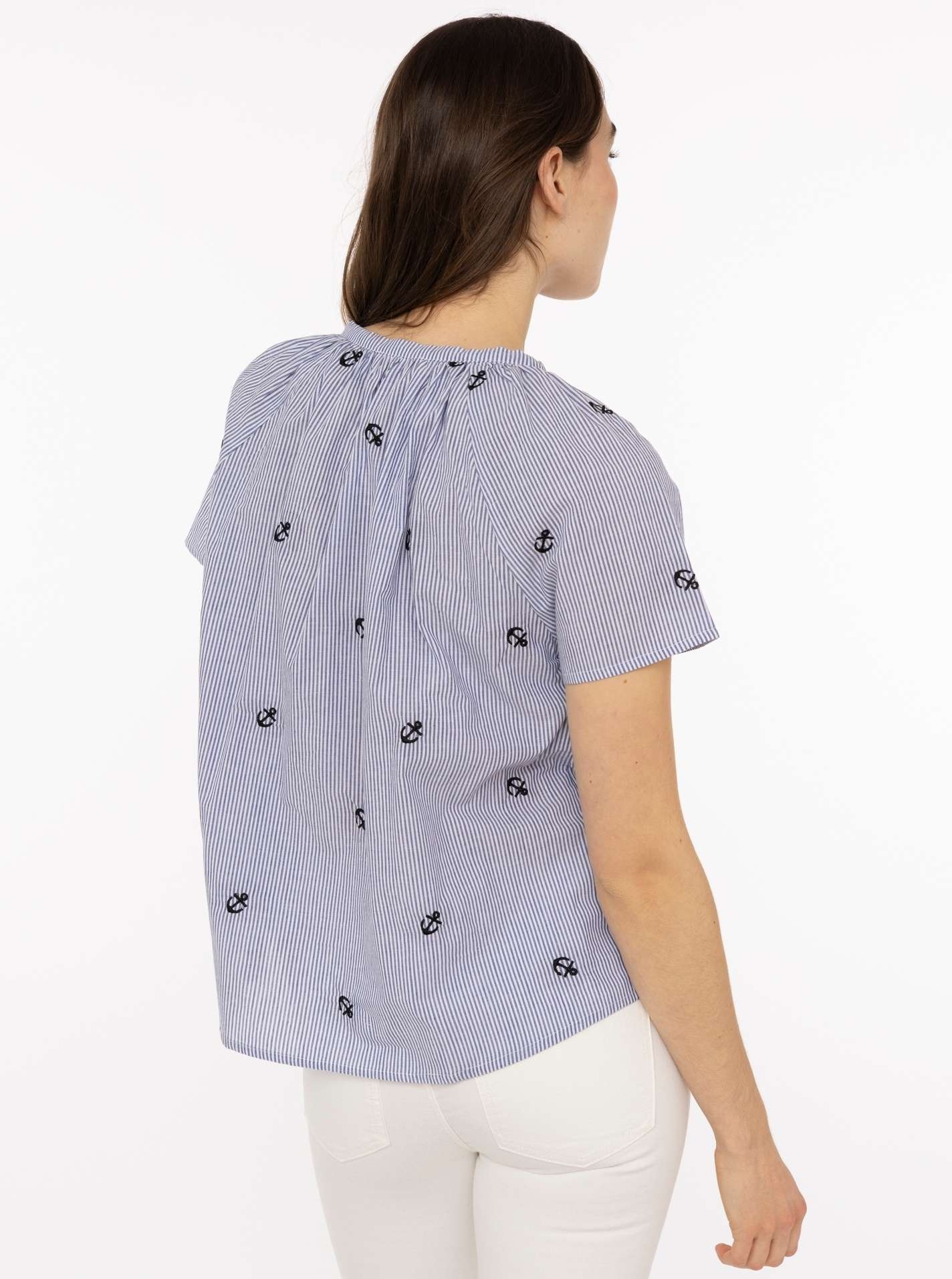 Zwillingsherz Kurzarmbluse ""Stripe & Stitch"" Kurzarm, mit Stickerei, Tunn günstig online kaufen