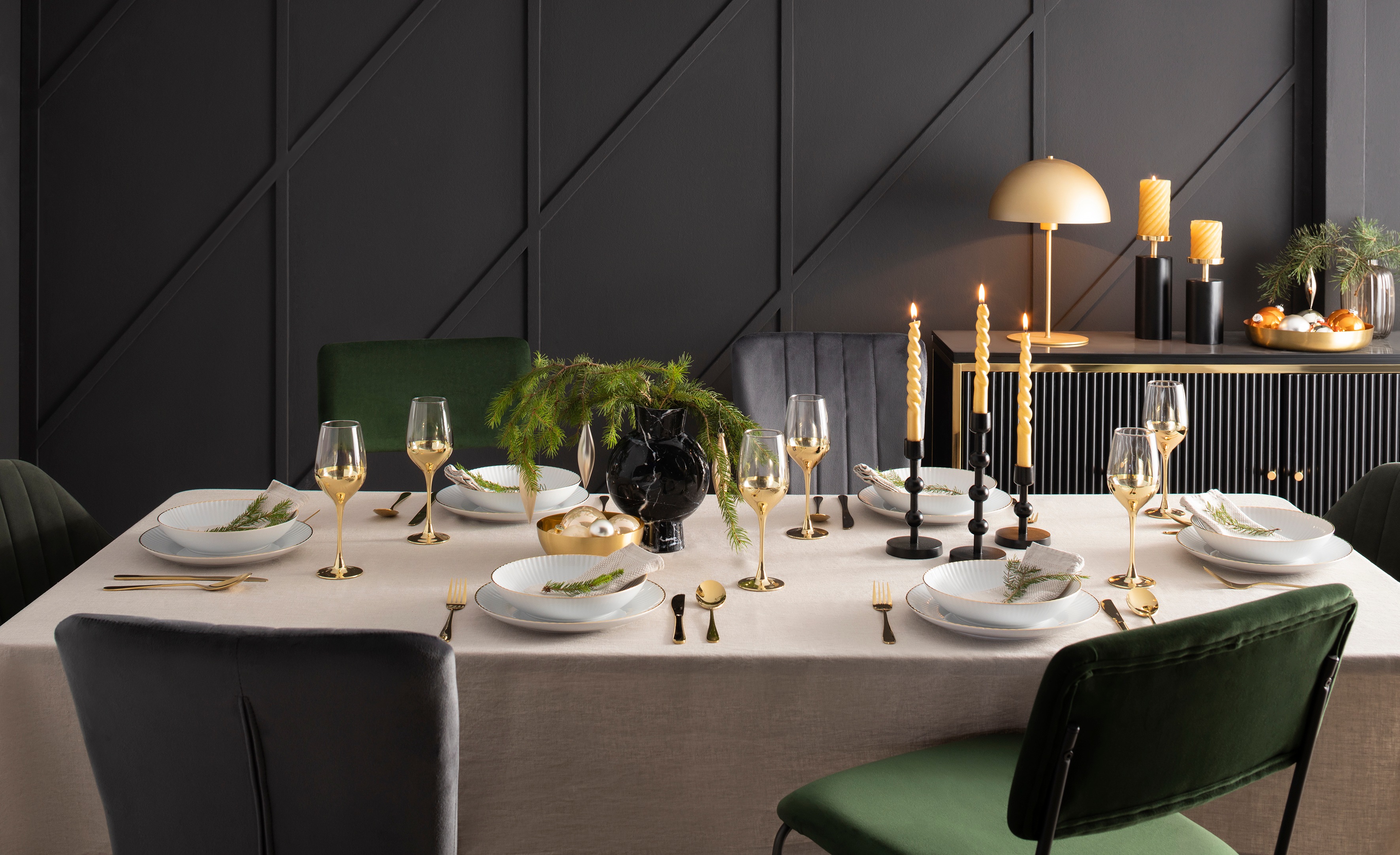 Thumbnail - Leonique Kerzenhalter "Stumpenkerzenhalter Azlynn" aus Aluminium, mit goldfarbenen Akzenten