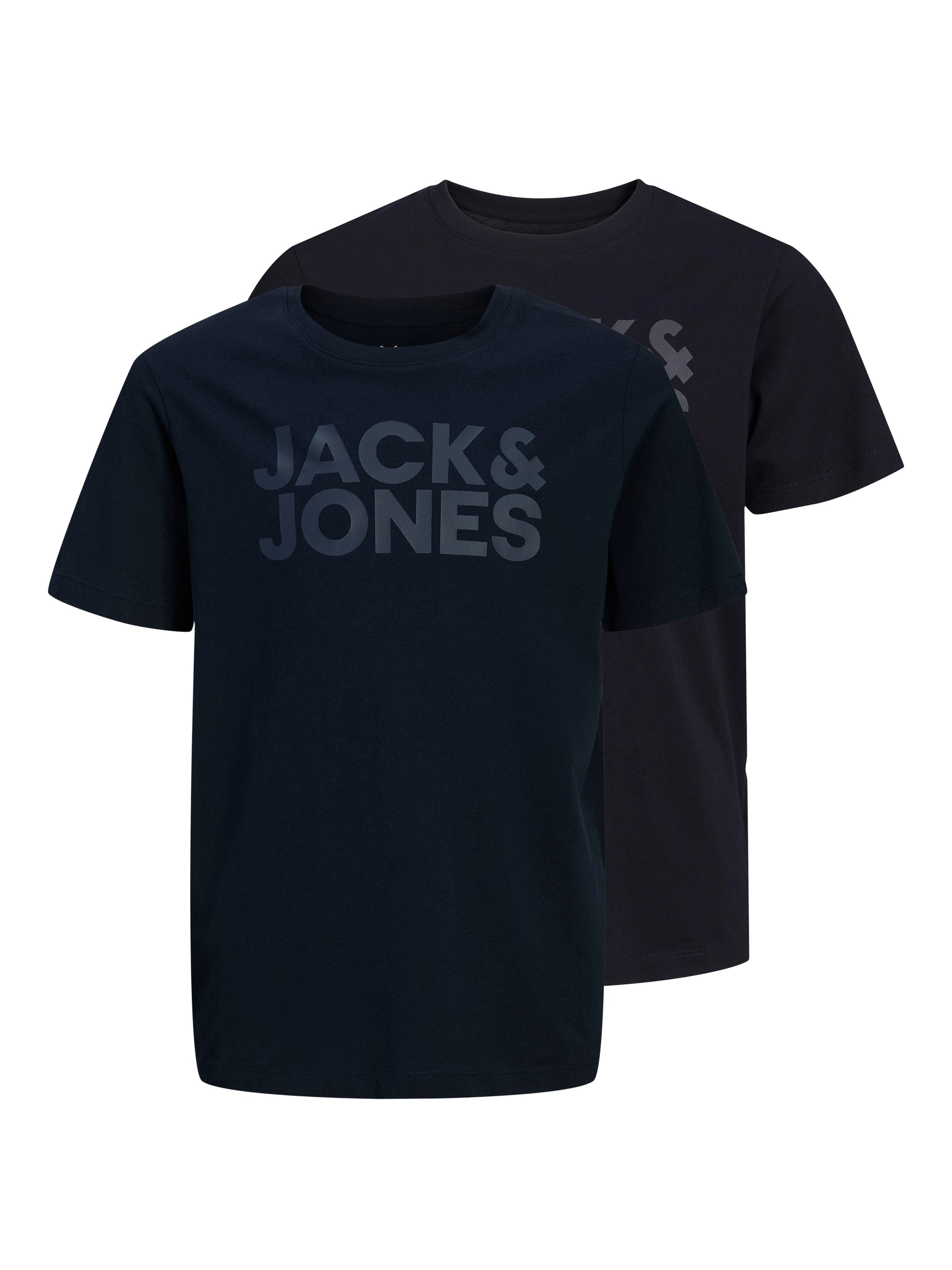 Jungen T-Shirt "JJECORP LOGO TEE SS CN 2PK MP NOOS JNR"schwarz pack:tonal with schwarz, large, navy blazer, large, Gr. 152, JACK & JONES JUNIOR,
