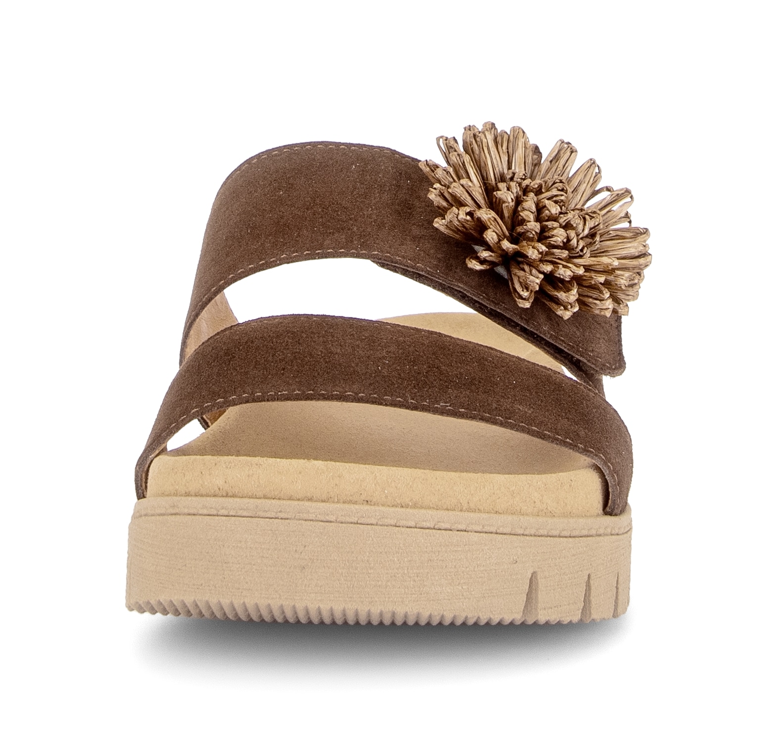 Gabor Pantolette  Plateau, Sommerschuh, Schlupfschuh mit Bast-Zierblüte