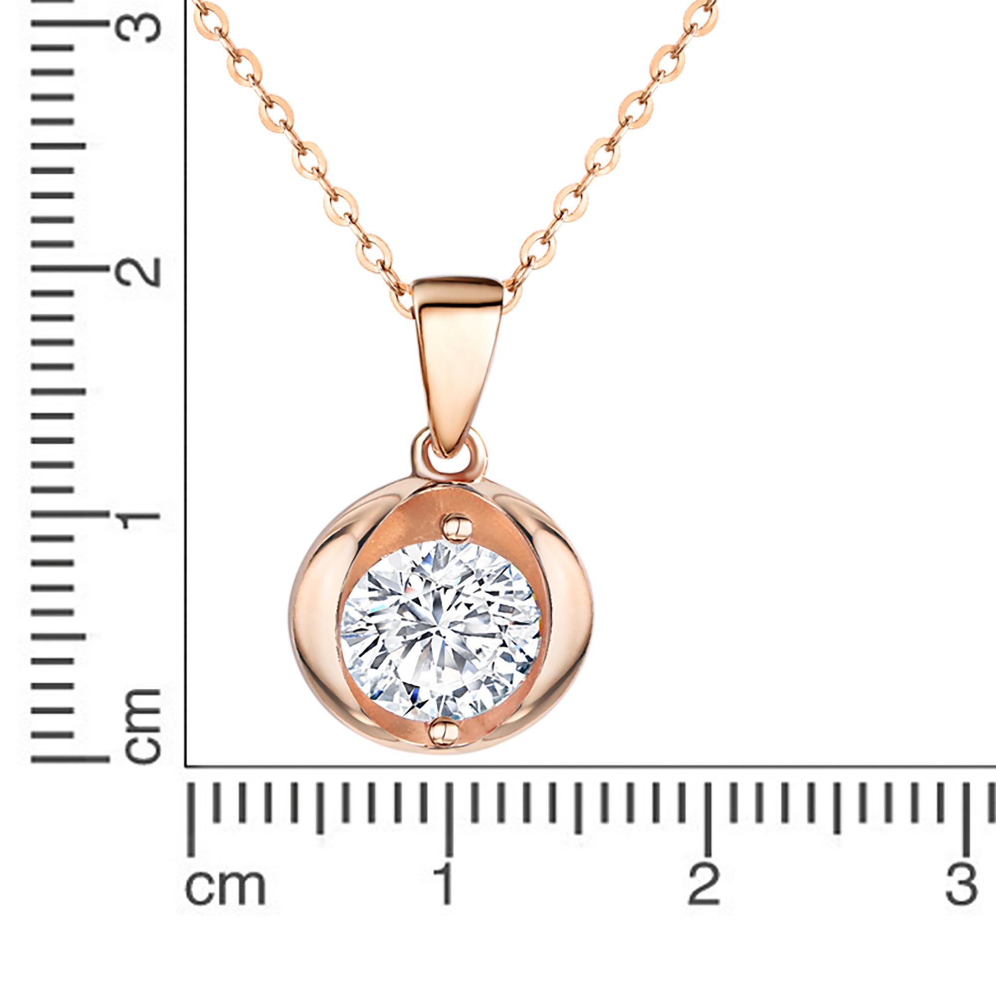 Zeeme Kette mit Anhänger »Silber 925 rosé-vergoldet 45cm lang mit weißem Zirkonia-Stein«