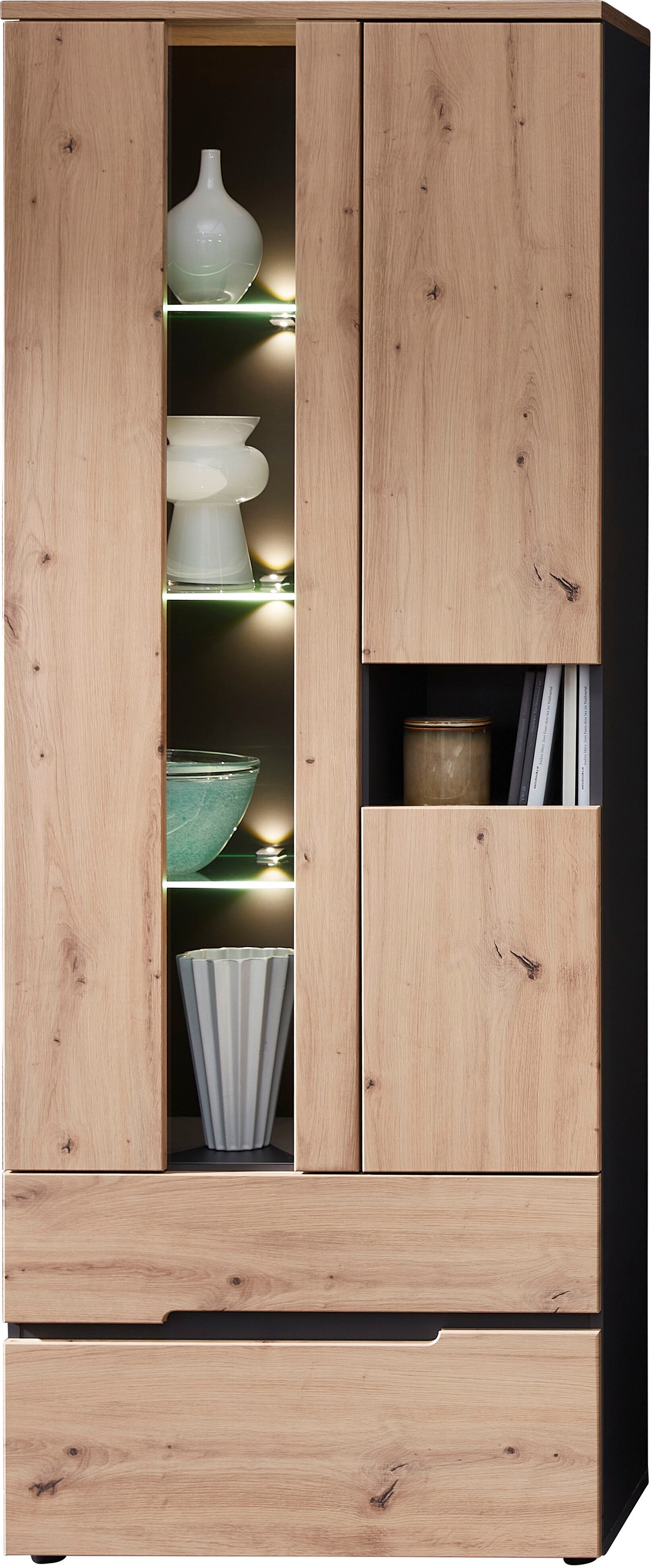 Innostyle Vitrine "Memphis" 1 Stk. tlg. Bicolour Eiche Artisan Absetzung gr günstig online kaufen