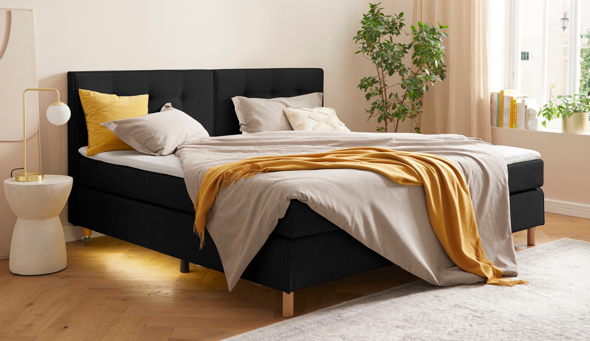 Home affaire Boxspringbett »Heimatblick 100x200cm beliebig erweiterbar zu Doppel- und Familienbett«, Einzelbett, Hotelbett erhältlich in H2,H3 & H4