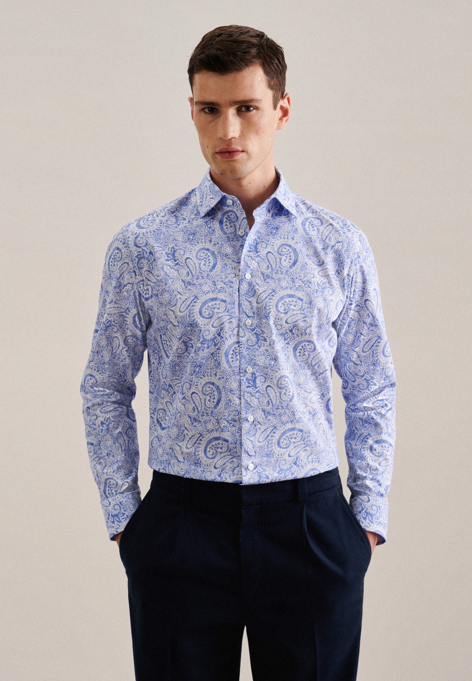 seidensticker "Slim" Slim 1/1 Kentkragen Paisley