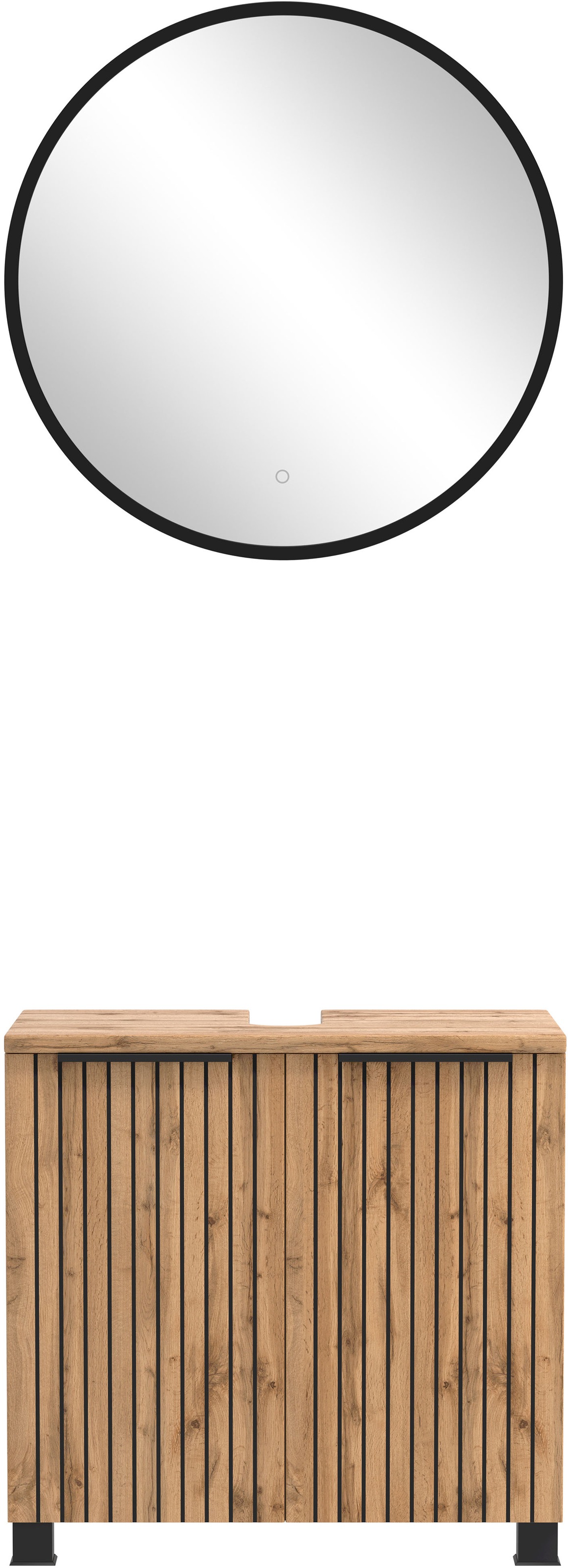 Thumbnail - welltime Badezimmer-Set "Welltime Möbel, Carlton Unterbecken-Set 2teilig, 60 cm, gestreift" 2 Stk. tlg.