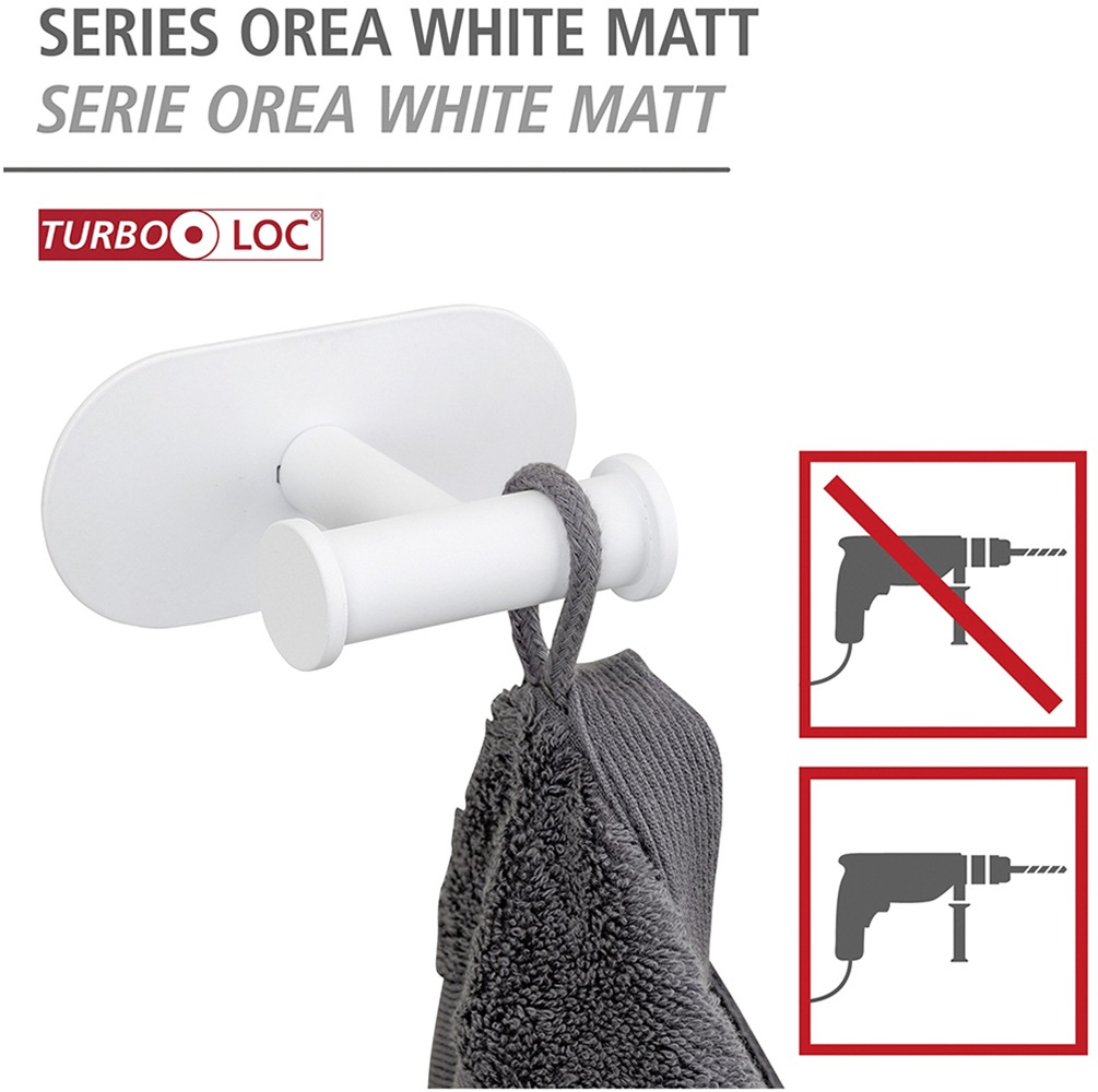 WENKO Doppelhaken »Turbo-Loc® Modell Duo Orea«, aus Edelstahl für Handtücher, Befestigen ohne Bohren