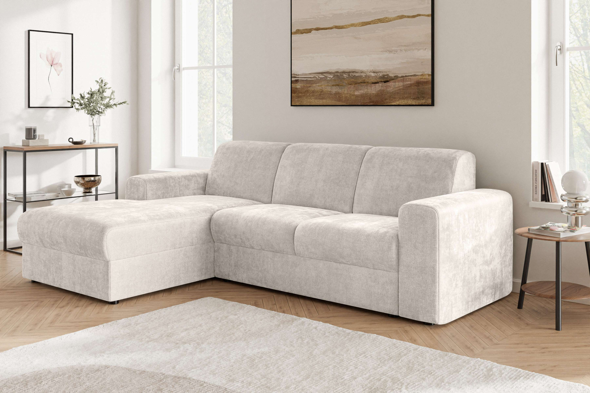 OTTO home Ecksofa "BORNHOLM 2.0 L-Form, Breite 220 cm, Verlässliche Qualität, Chenille" Recamiere links/rechts bestellbar, Bezug - Chenille oder Struktur