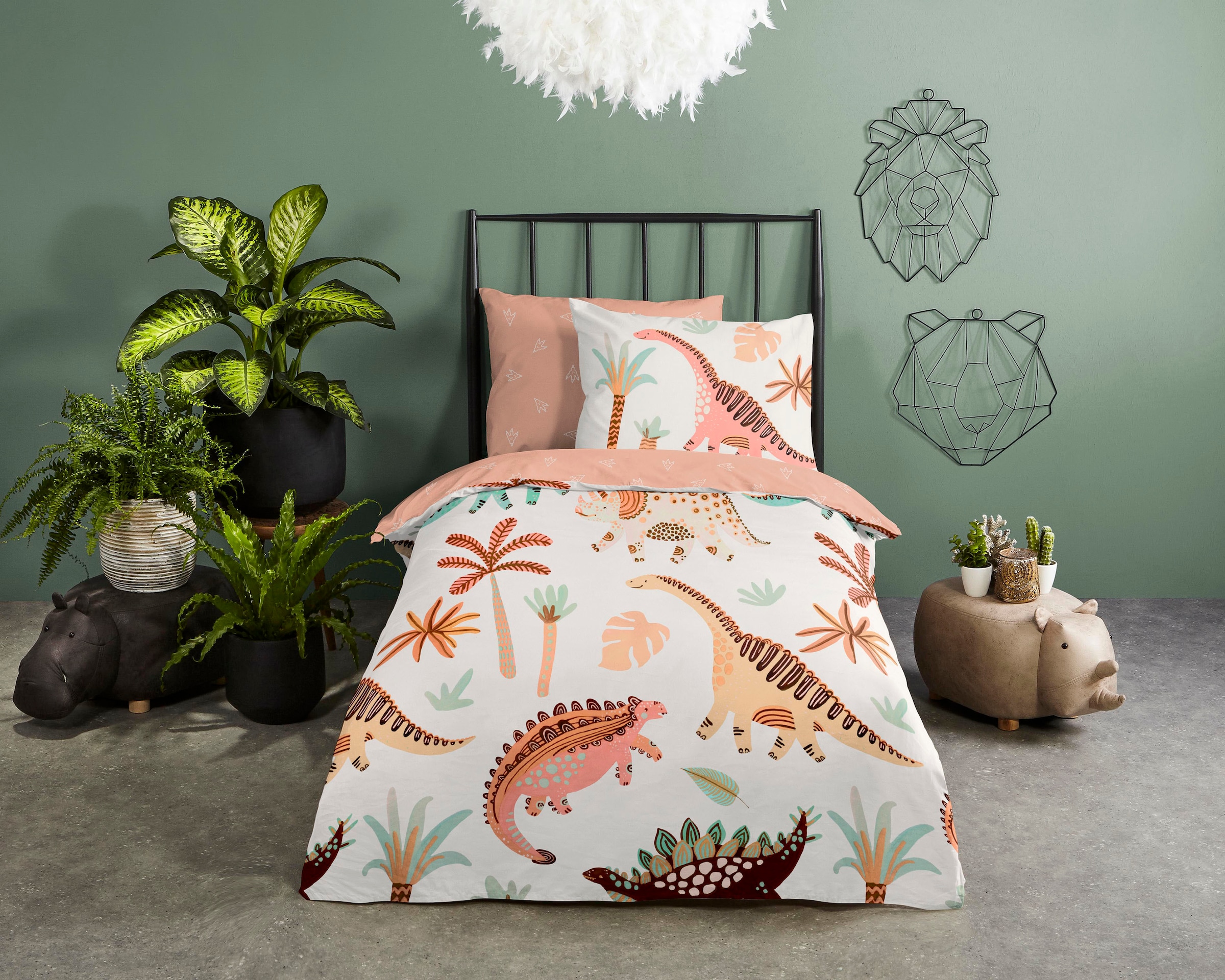 good morning Babybettwäsche "Dino" 2 Stk. tlg. 100% Baumwolle, 120x150, Rei günstig online kaufen