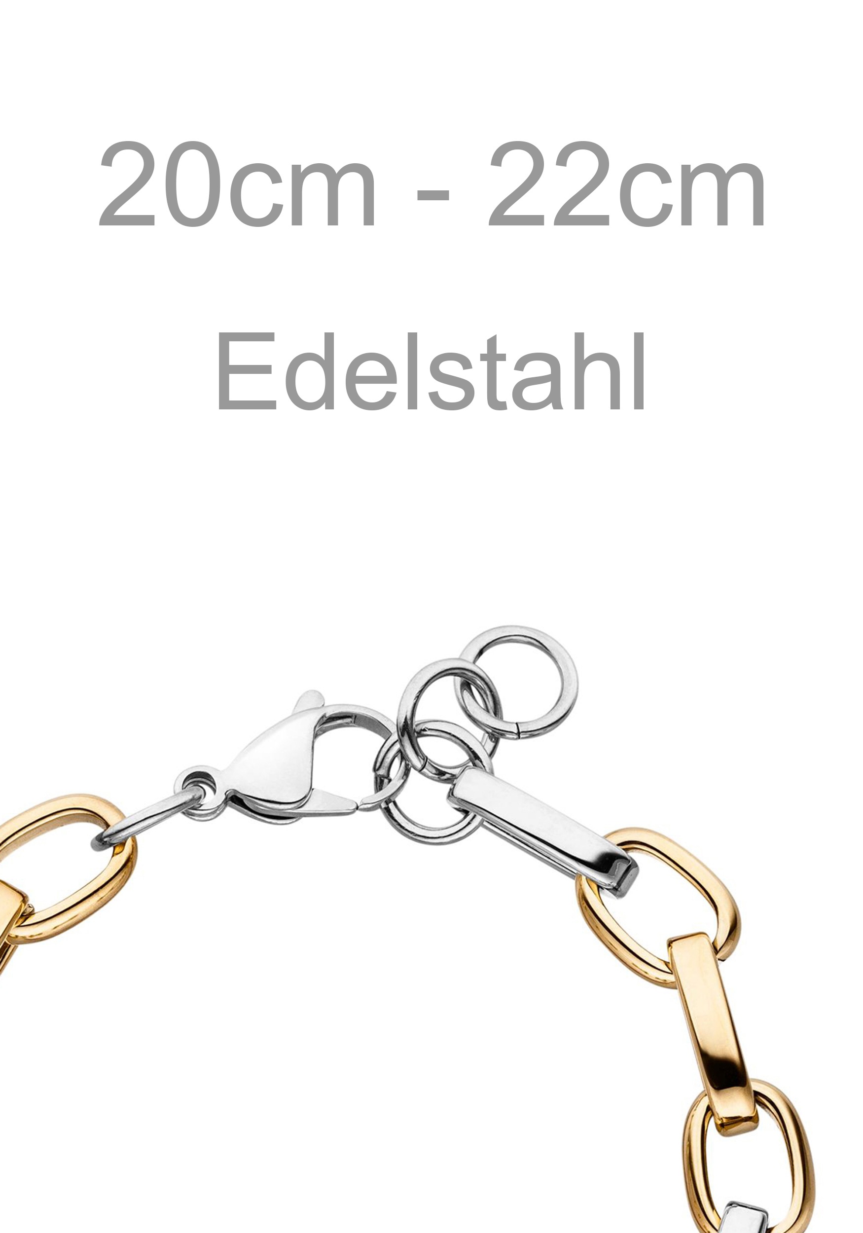 Armband JOBO "Statement", silber (edelstahlfarben), Armbänder, Damen, 22cm, Edelstahl, Armband, Edelstahl Bicolor-Optik 22 cm 2
