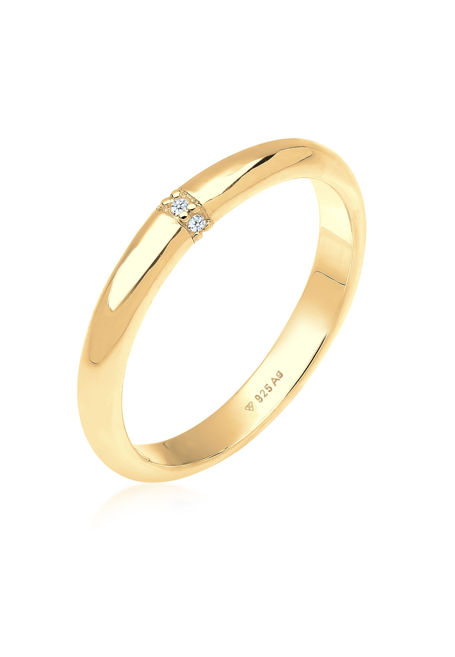 ELLI DIAMONDS Damen Verlobungsring "Ring Diamant 0.045 ct. Klassik Verlobung 925 Silber", 52, Silber 925 (Sterlingsilber), gold, Silber 925