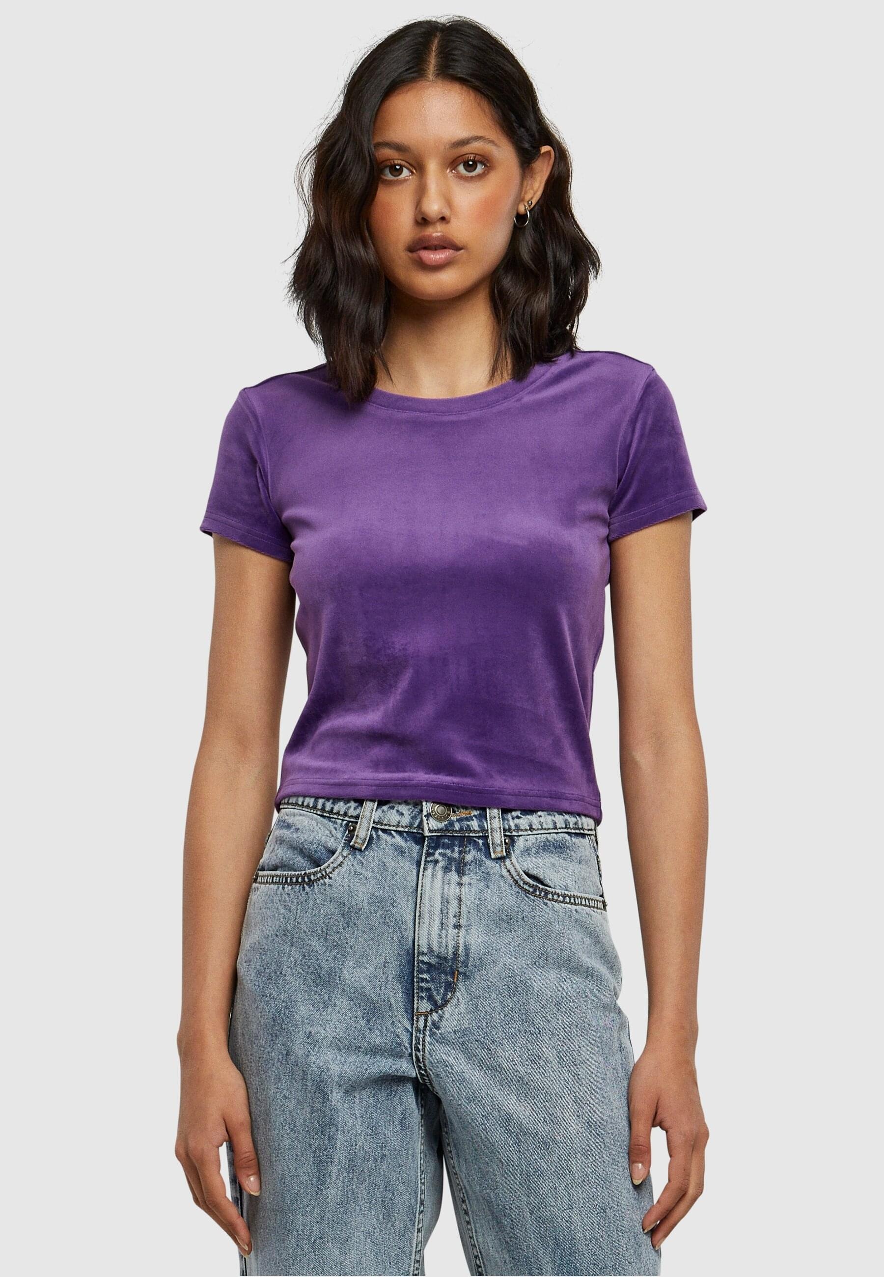 URBAN CLASSICS T-Shirt »Damen Ladies Short Velvet Tee«, (1 tlg.) für  bestellen | BAUR